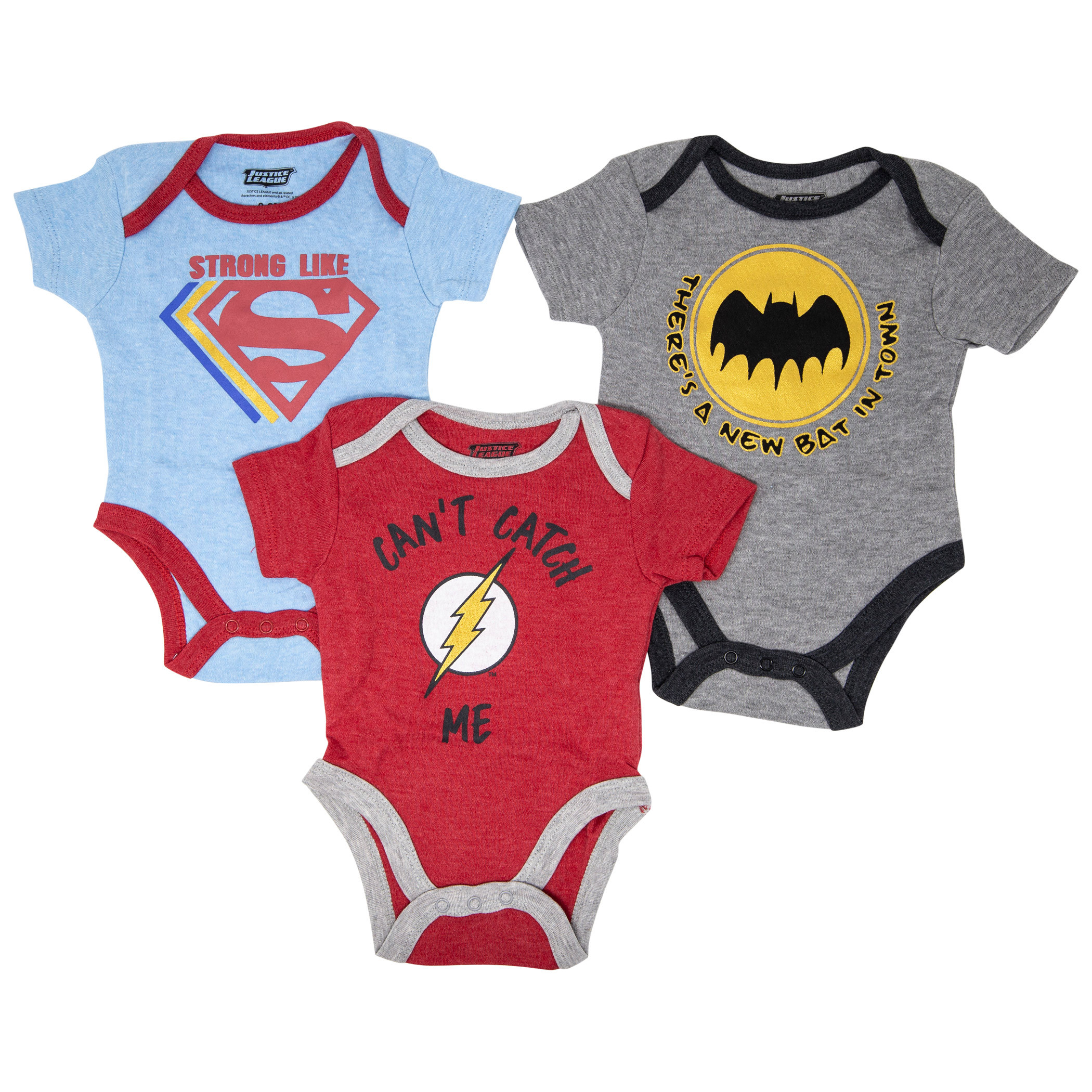 Justice League Boys 3-Pack Infant Bodysuit Set