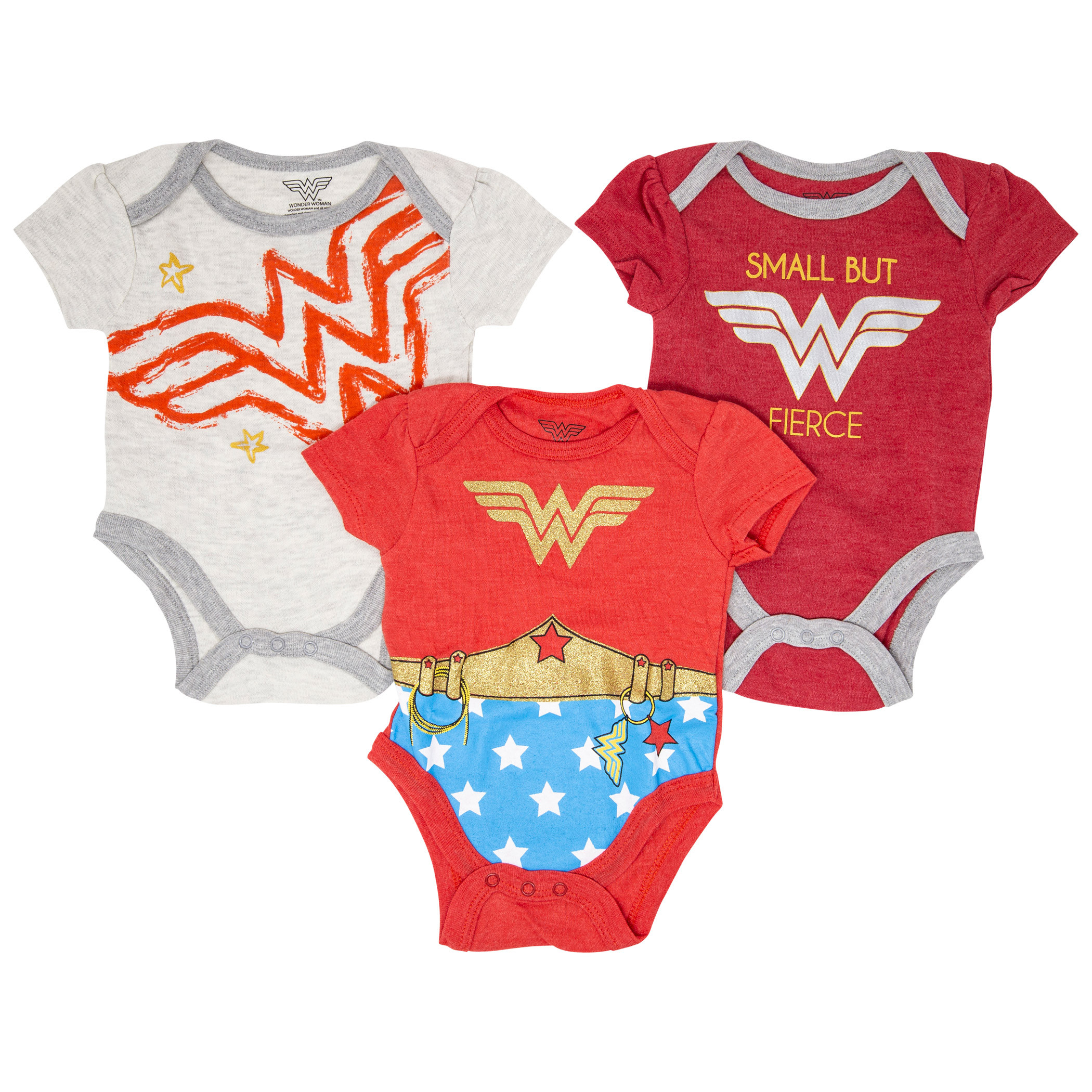 Wonder Woman 3-Pack Infant Bodysuit Set