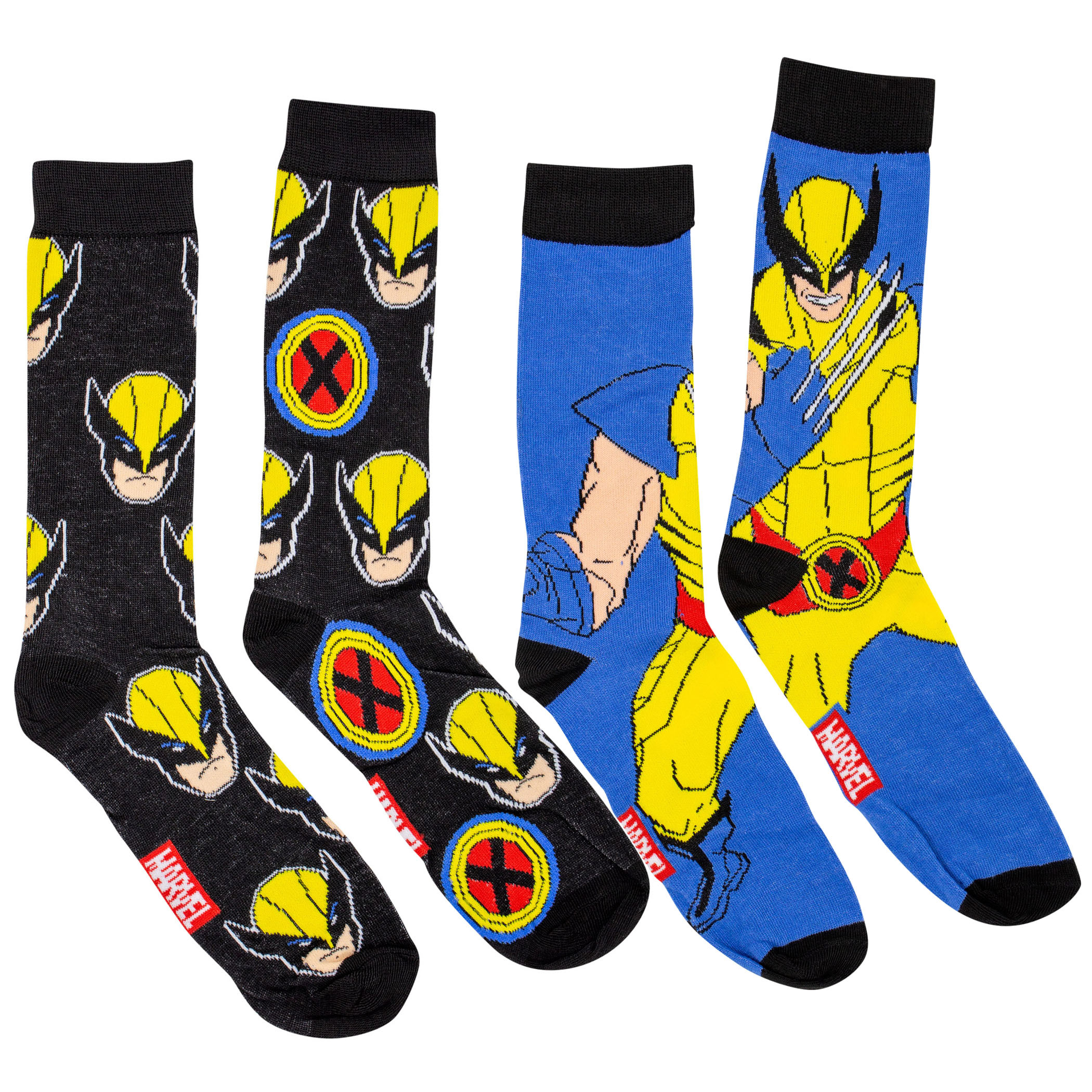 X-Men Wolverine Standing Character and Symbols 2-Pack Crew Socks