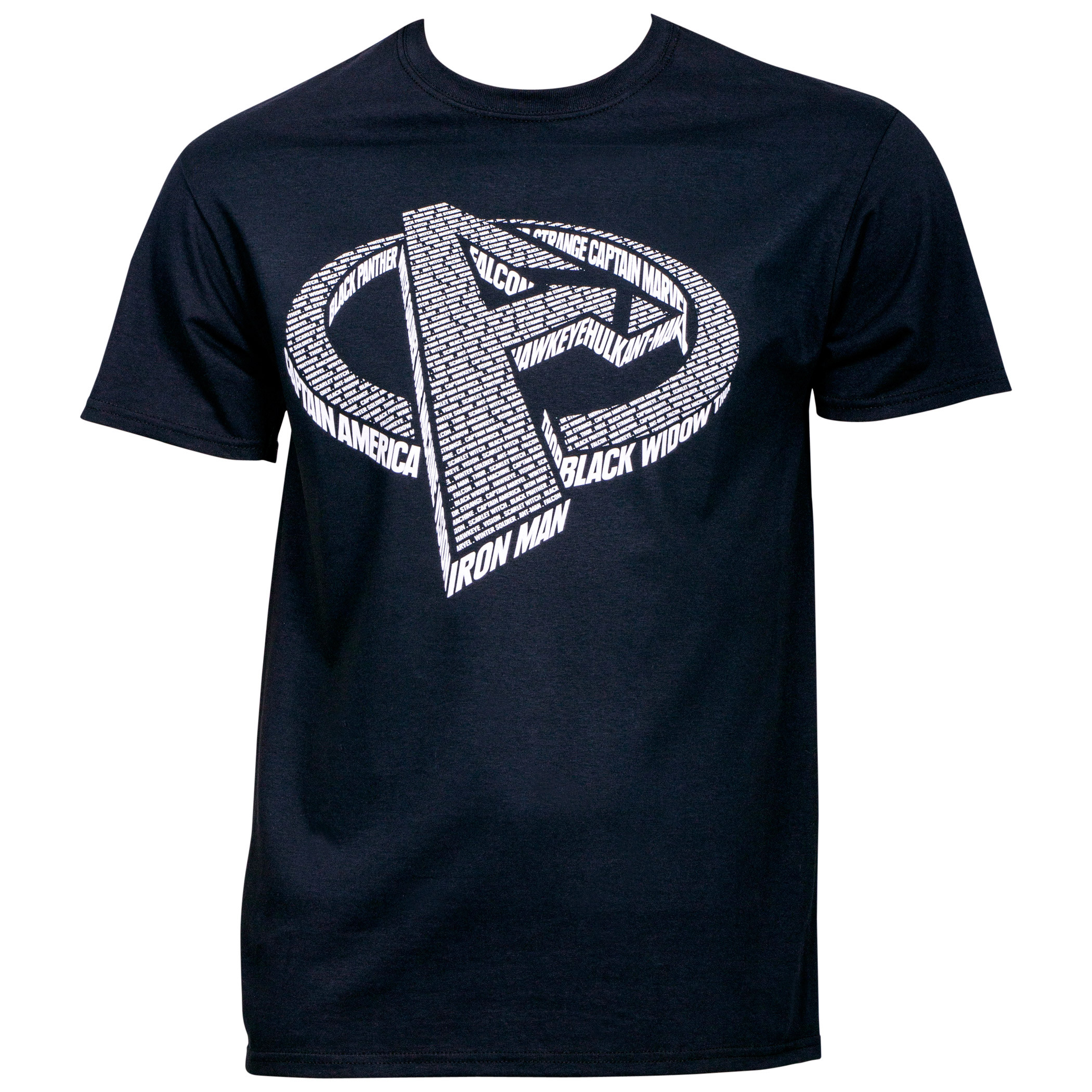 Marvel Avengers Logo Made up of Heroes Names T-Shirt