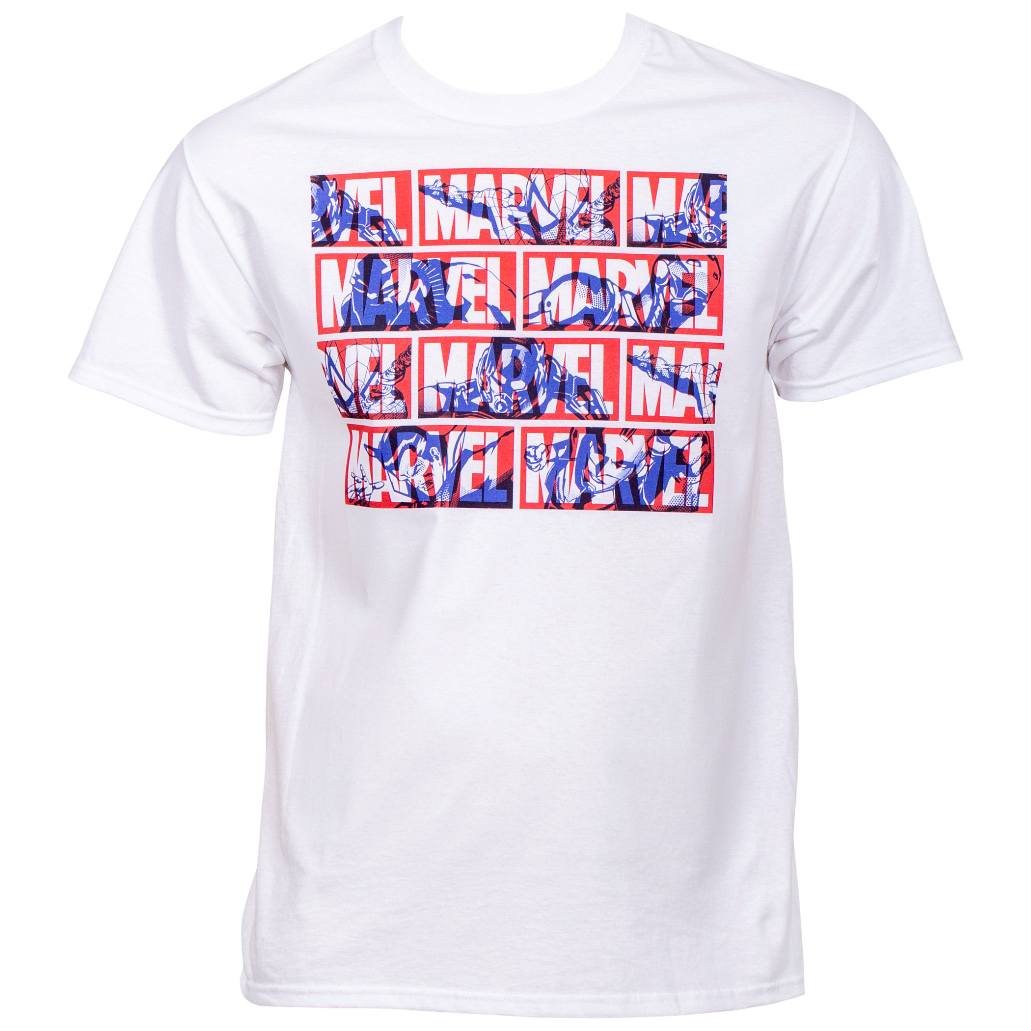 Marvel Brand Text Title with Hero Silhouettes T-Shirt