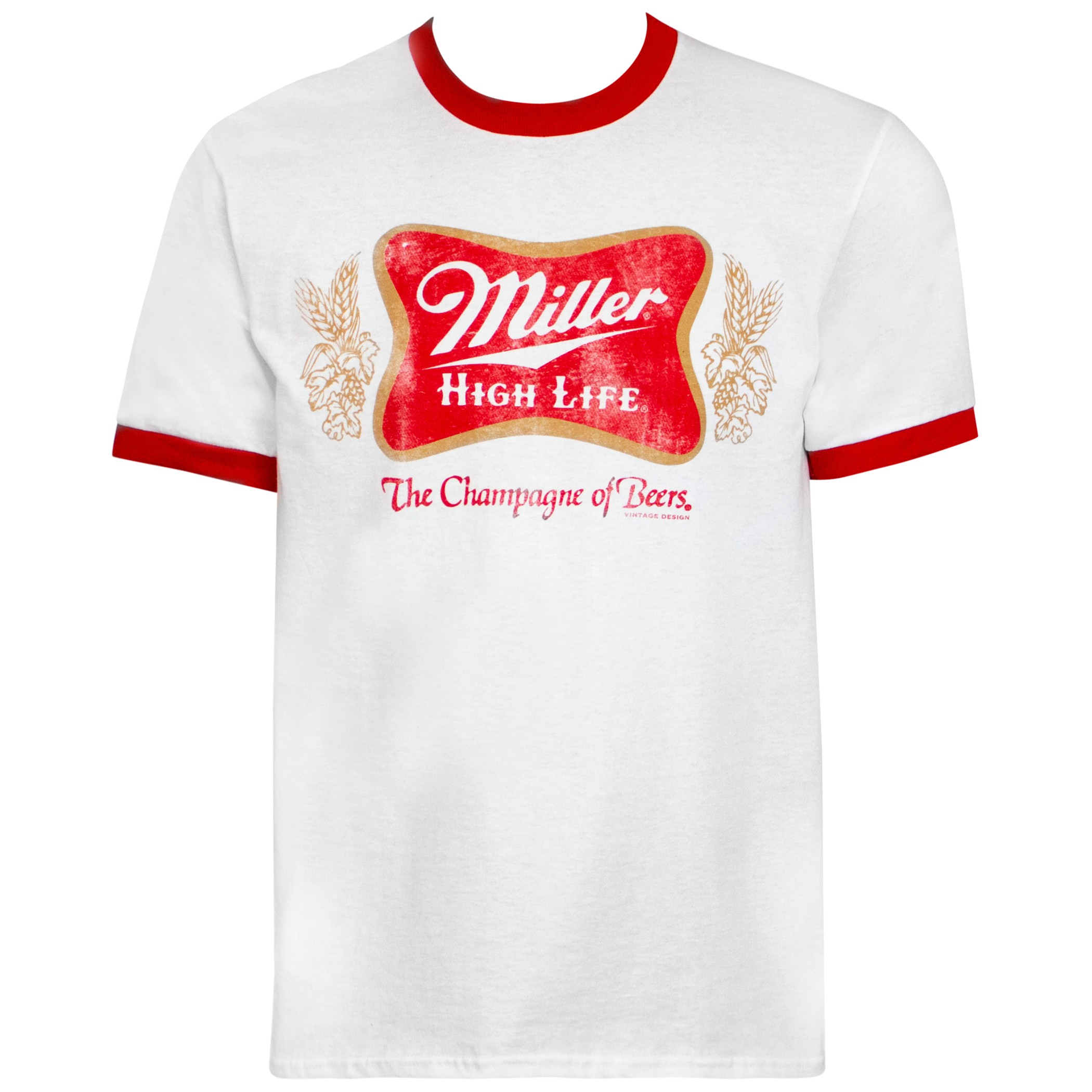 Miller High Life Logo White And Red Ringer Tee Shirt