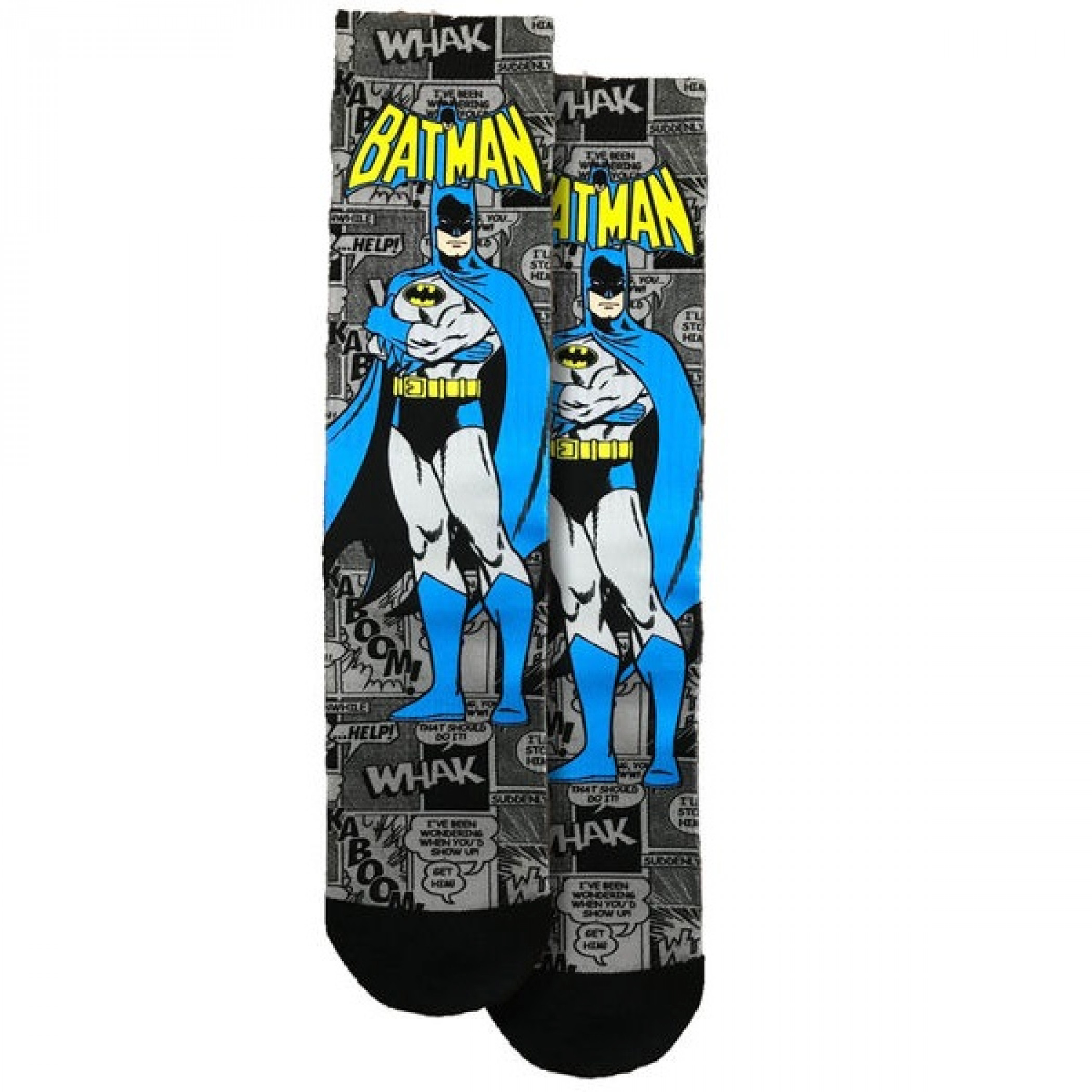 Batman Character with DC Comics Background Crew Socks