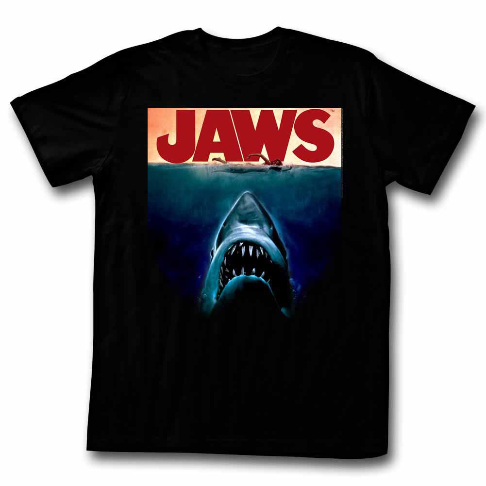 Jaws Poster Again Black T-Shirt