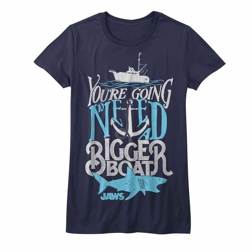 Jaws Typography Blue Juniors T-Shirt