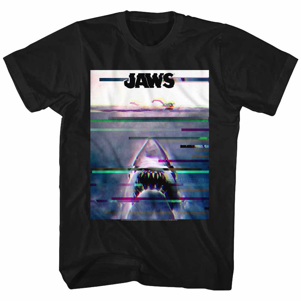 Jaws Glitchy Black T-Shirt