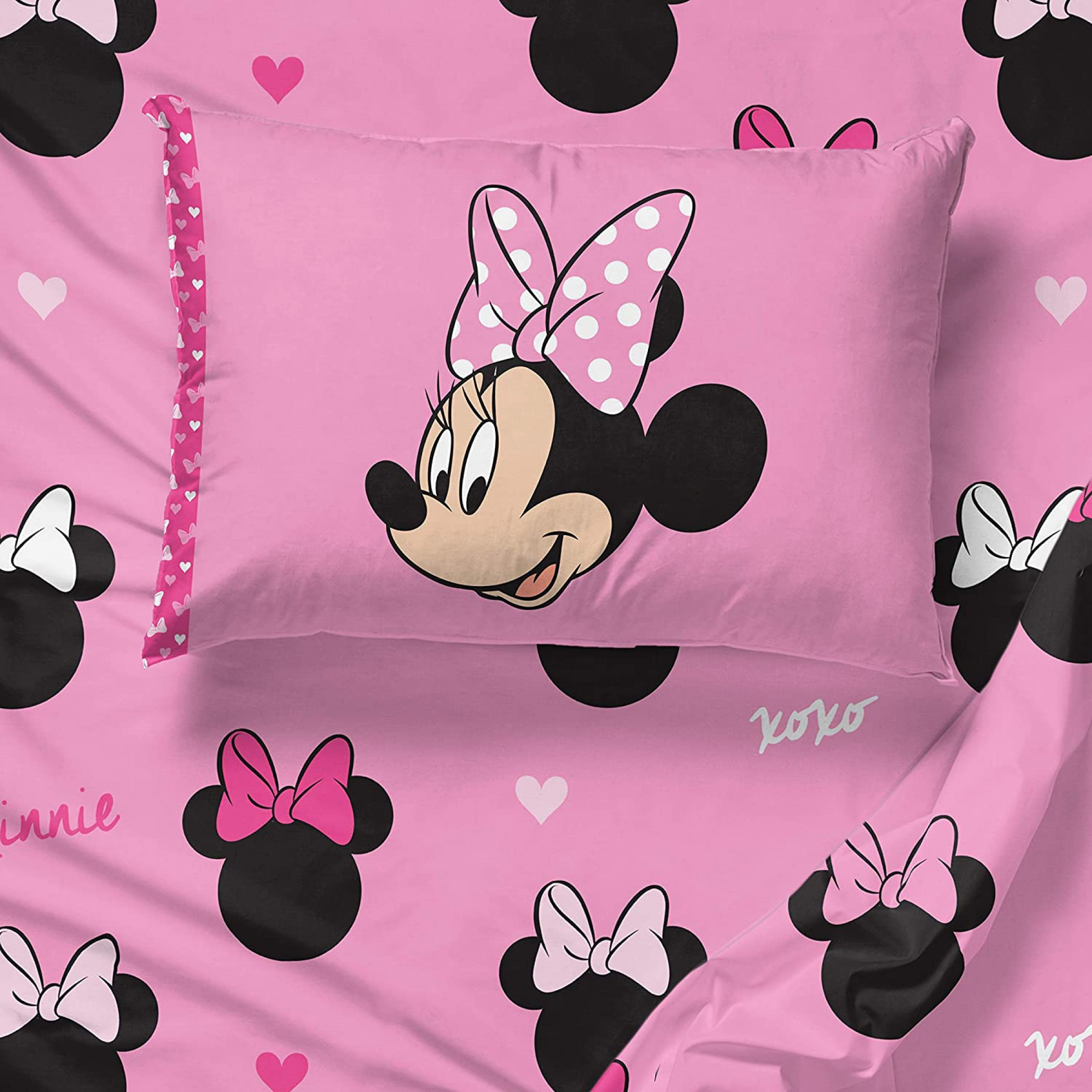 Disney Minnie Mouse Character All Over Reversible 4-Piece Twin Bed Set