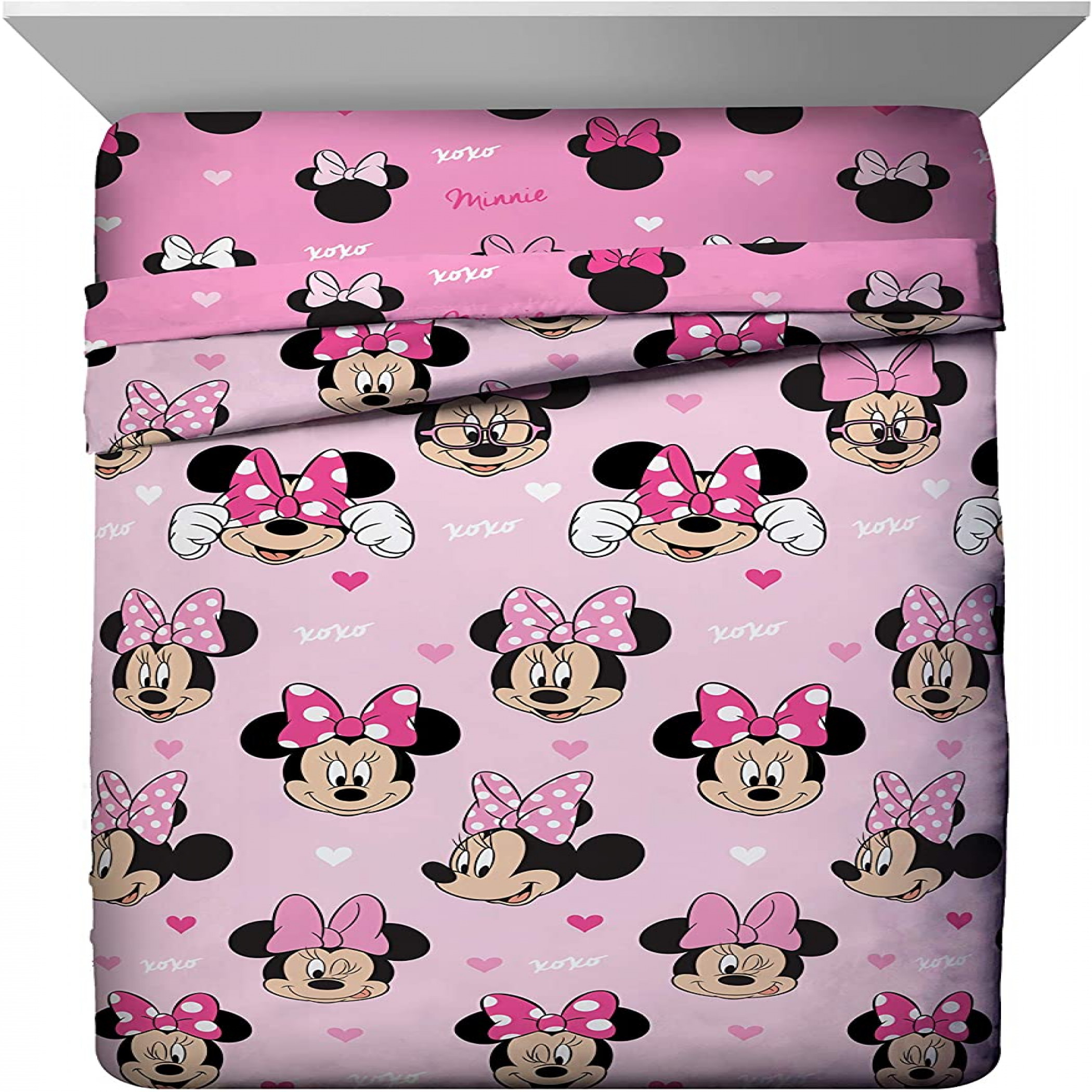 Disney Minnie Mouse Character All Over Reversible 4-Piece Twin Bed Set