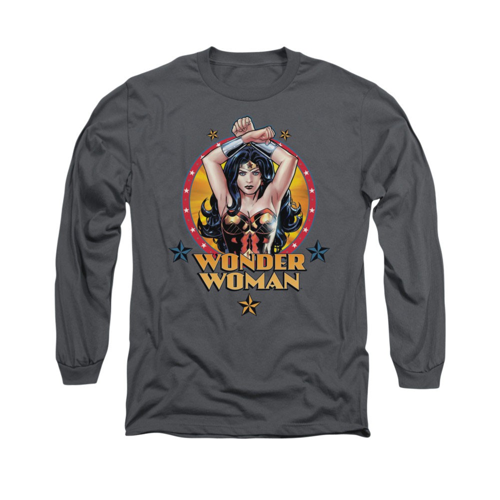 Wonder Woman Powerful Gray Long Sleeve T-Shirt