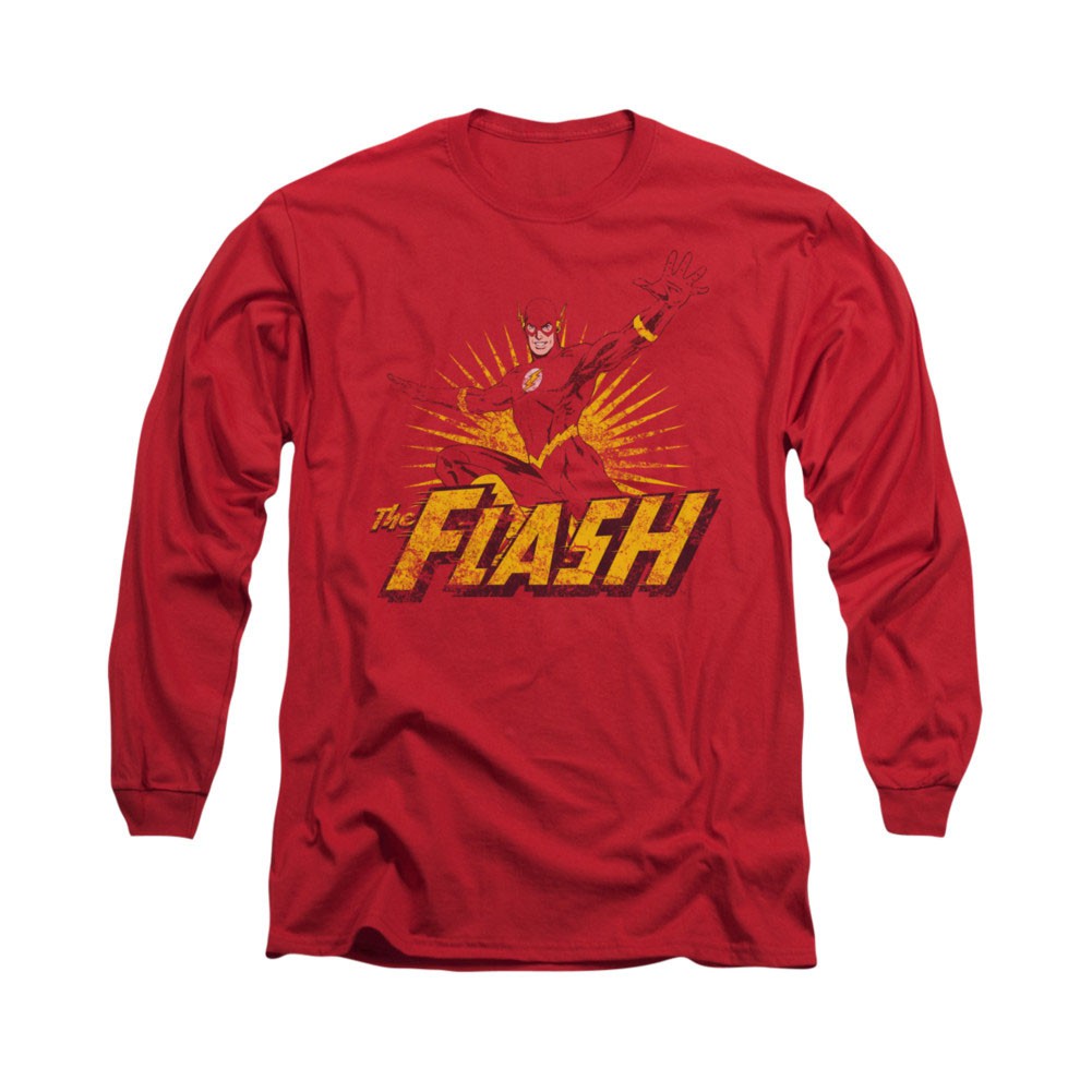 The Flash Rough Distress Red Long Sleeve T-Shirt