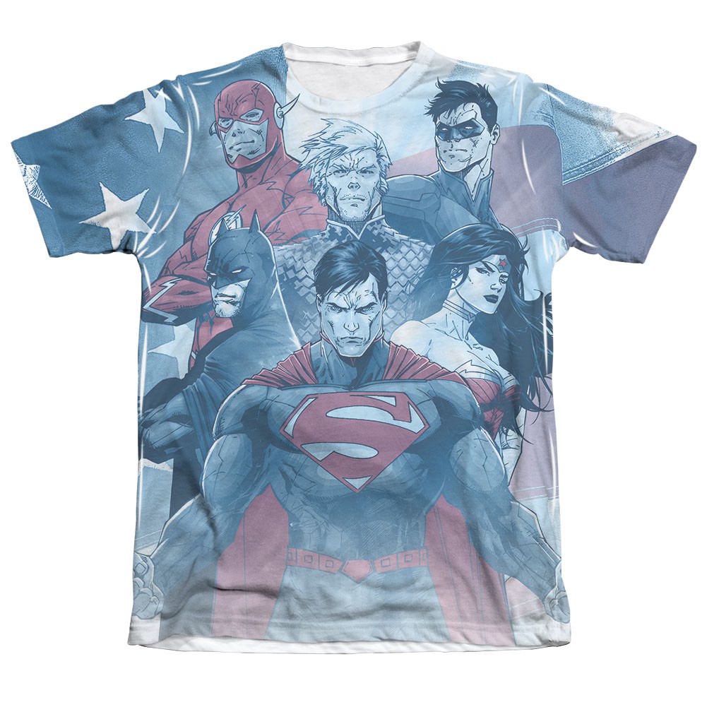 Justice League Men's Blue Sublimation United Tee Shirt