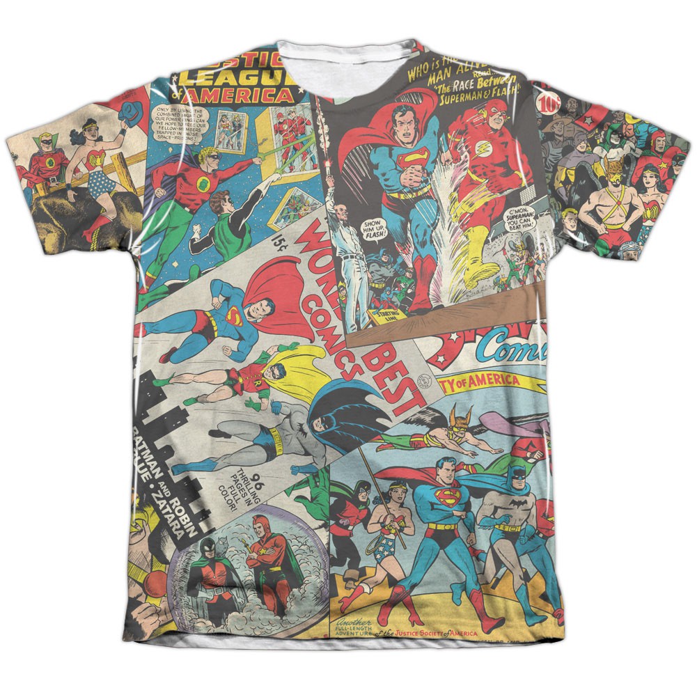 Justice League Comic Collage Sublimation T-Shirt