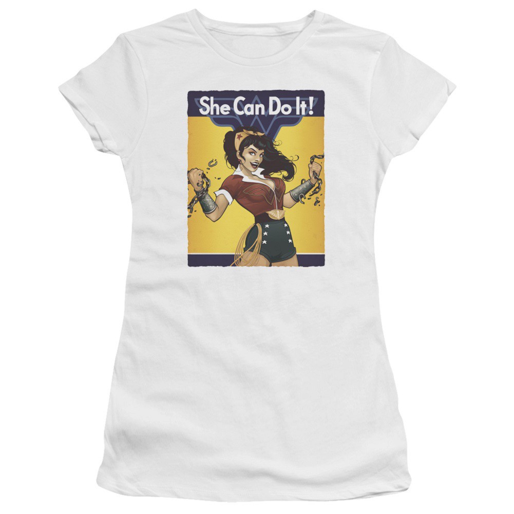Wonder Woman She Can Do It Women's White Tshirt