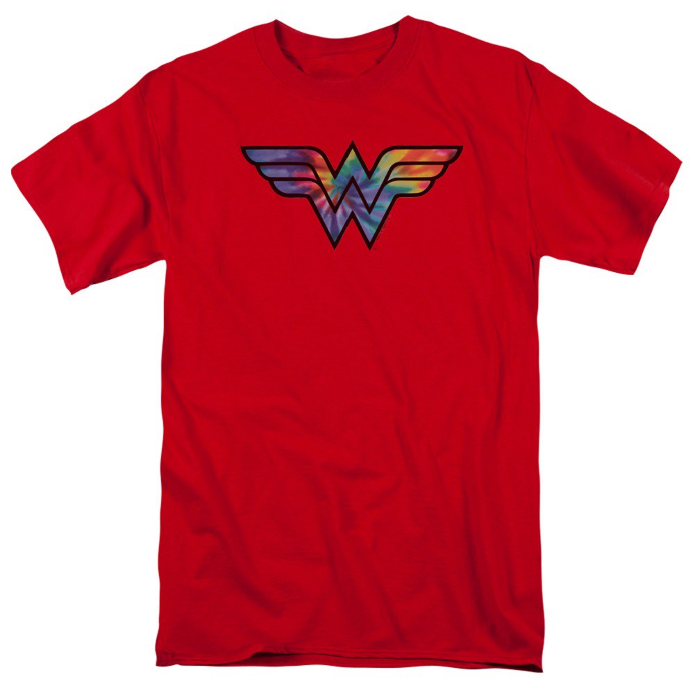 Wonder Woman Tie Dye Logo Men's Red T-Shirt