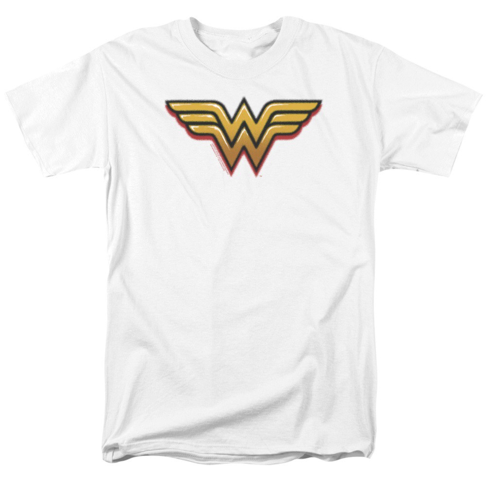 Wonder Woman Airbrushed Logo Men's White T-Shirt