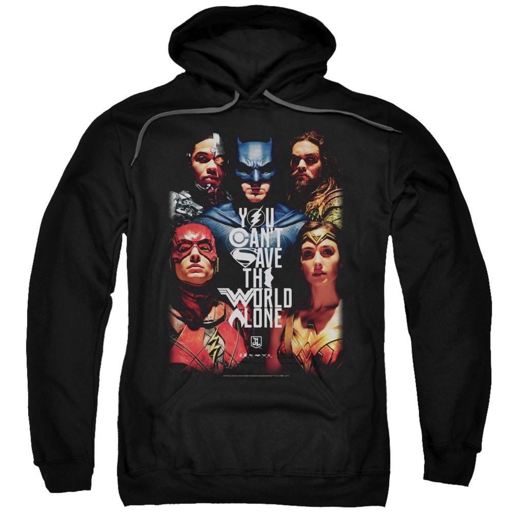 Justice League Can't Save The World Alone Black Hoodie