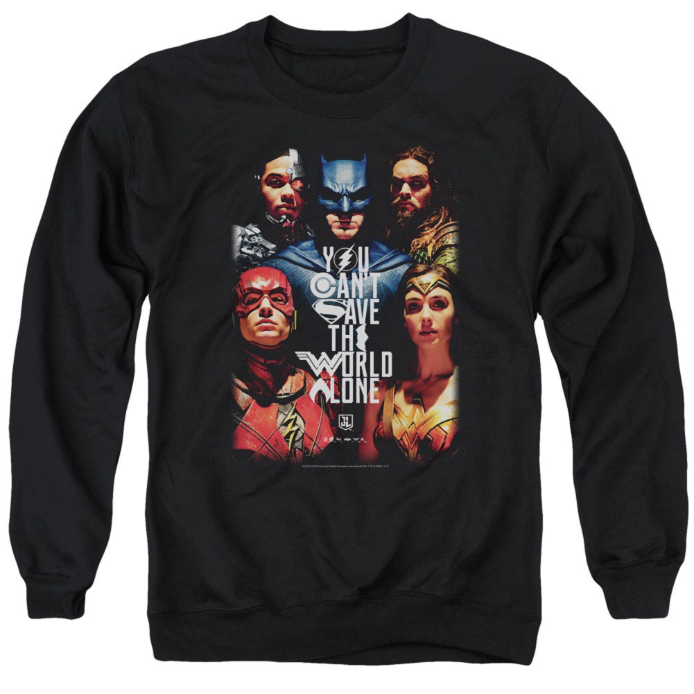 Justice League Can't Save The World Alone Crewneck Sweatshirt