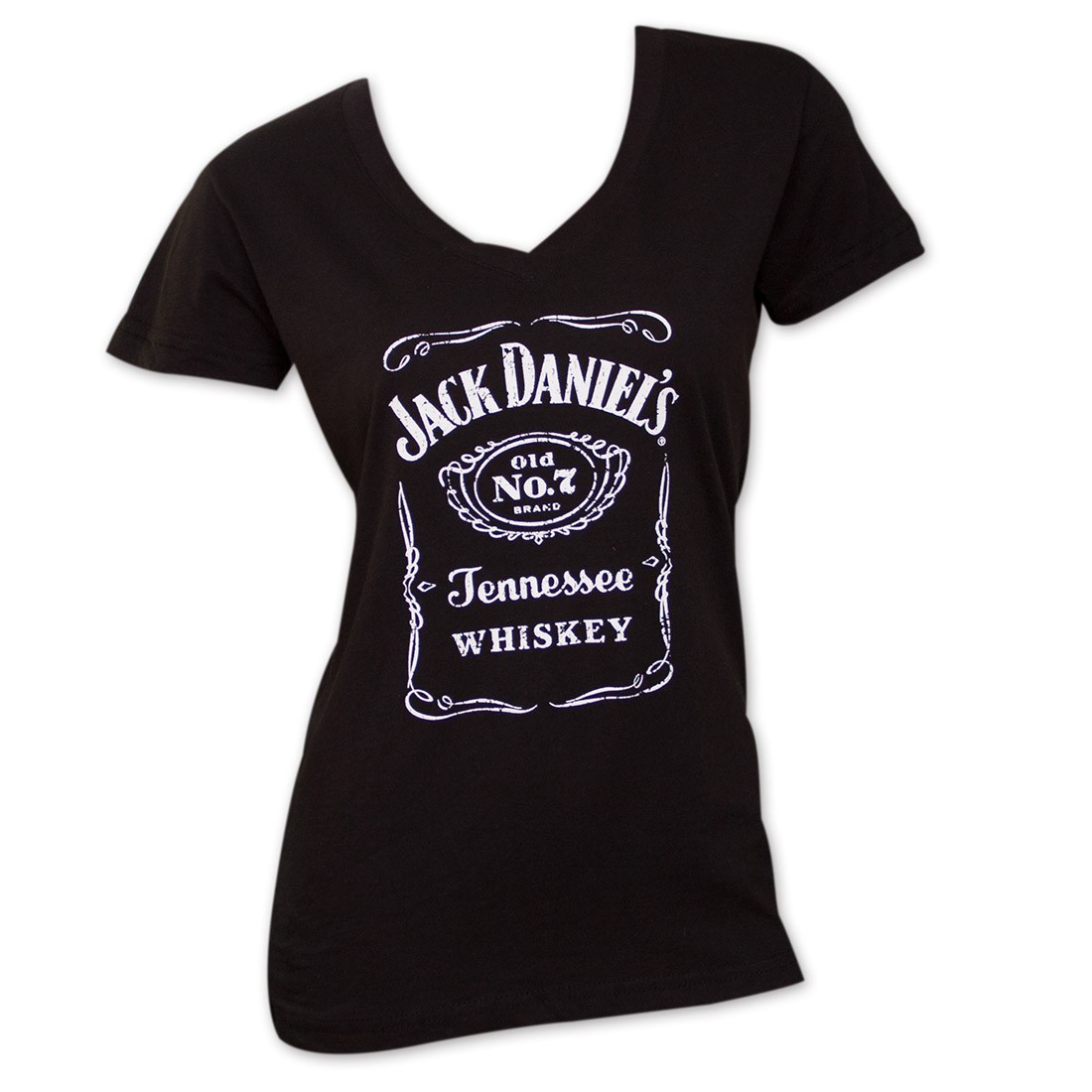 Jack Daniel's Classic Women's V-Neck Shirt - Black