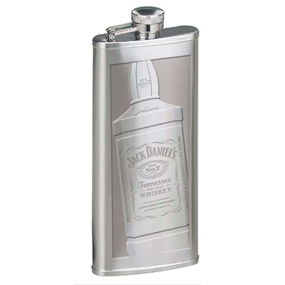 Jack Daniels Etched Bottle Silver Flask