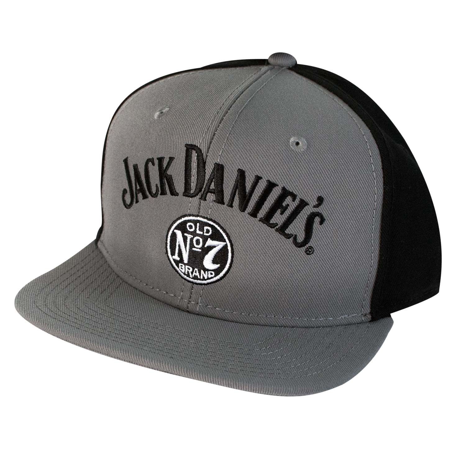 Jack Daniels Flat Brim Black & Grey Snapback Hat