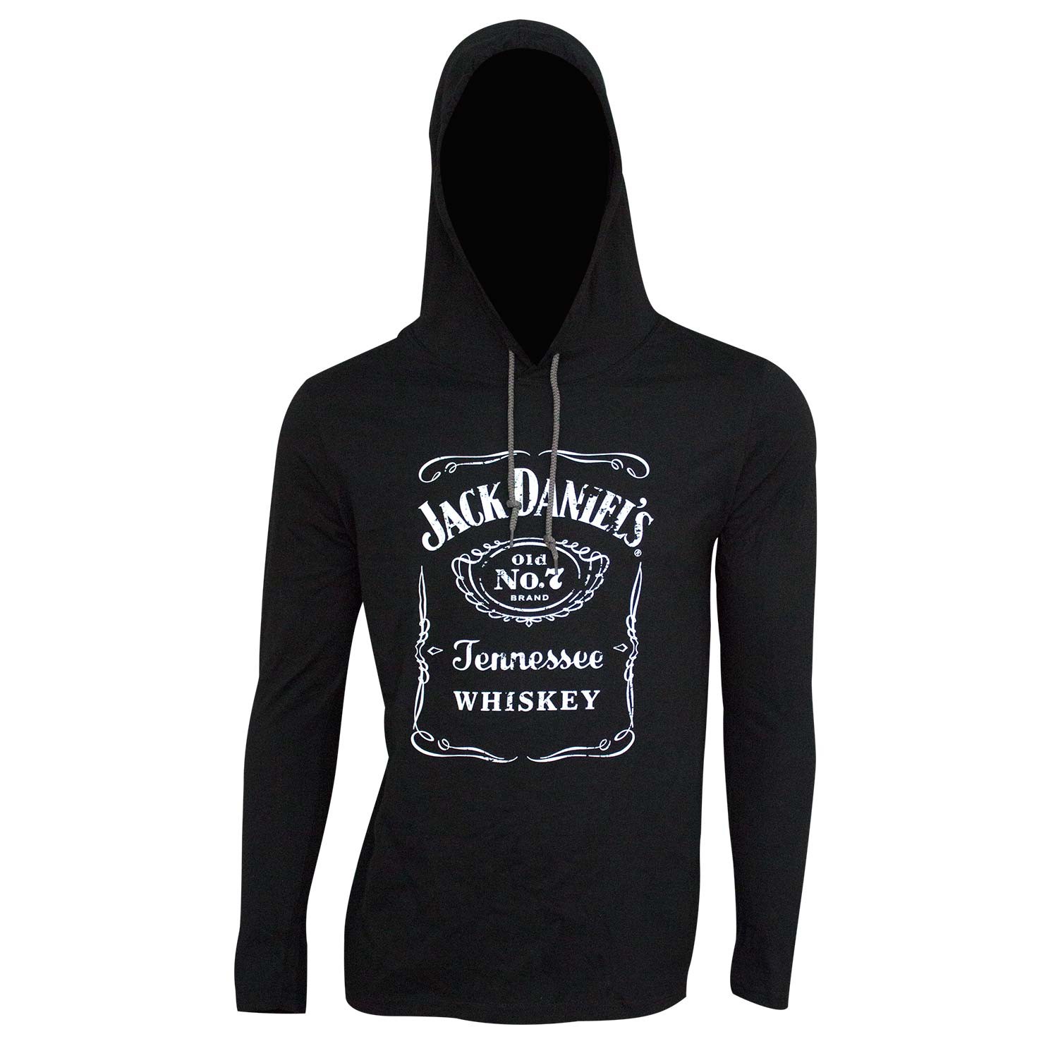 Jack Daniel's Classic Logo Long Sleeve Black Men's Hooded T-Shirt