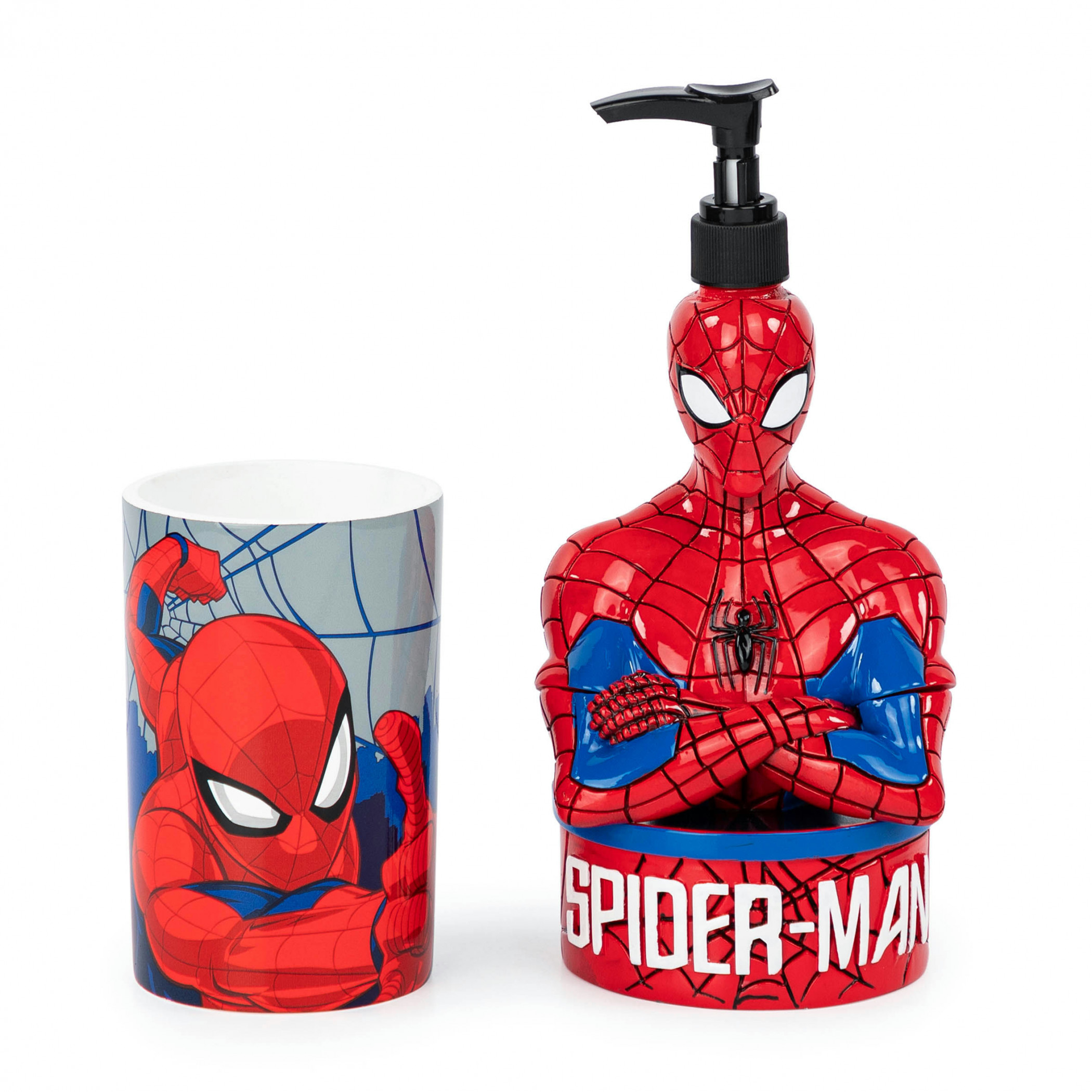 Spider-Man Lotion Pump and Bathroom Tumbler Set