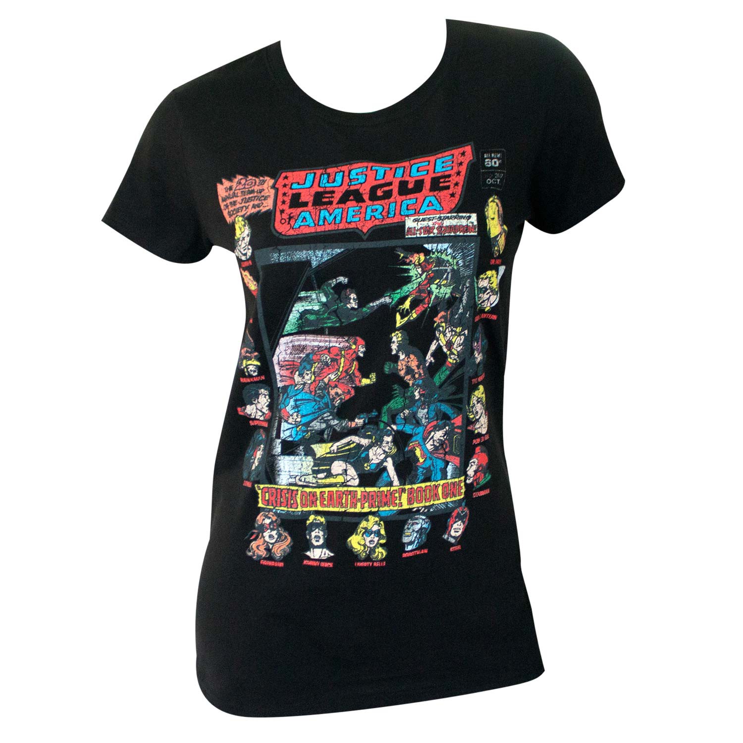 Justice League Juniors Group Black Tee Shirt