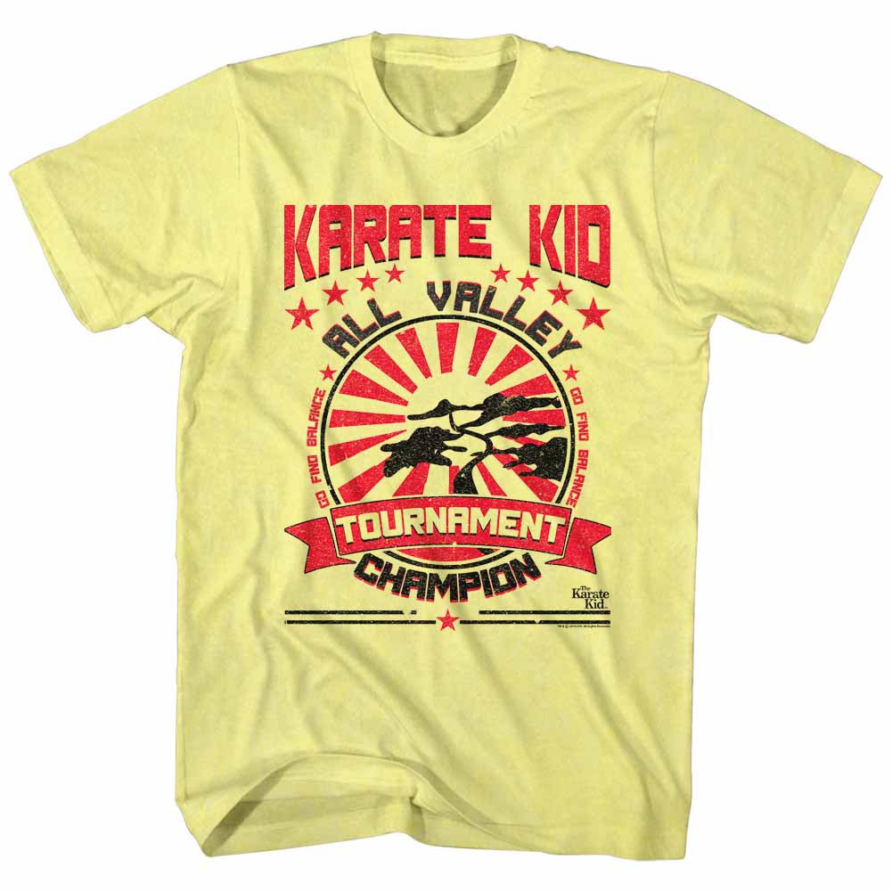 Karate Kid Balanced Champion Mens Yellow T-Shirt