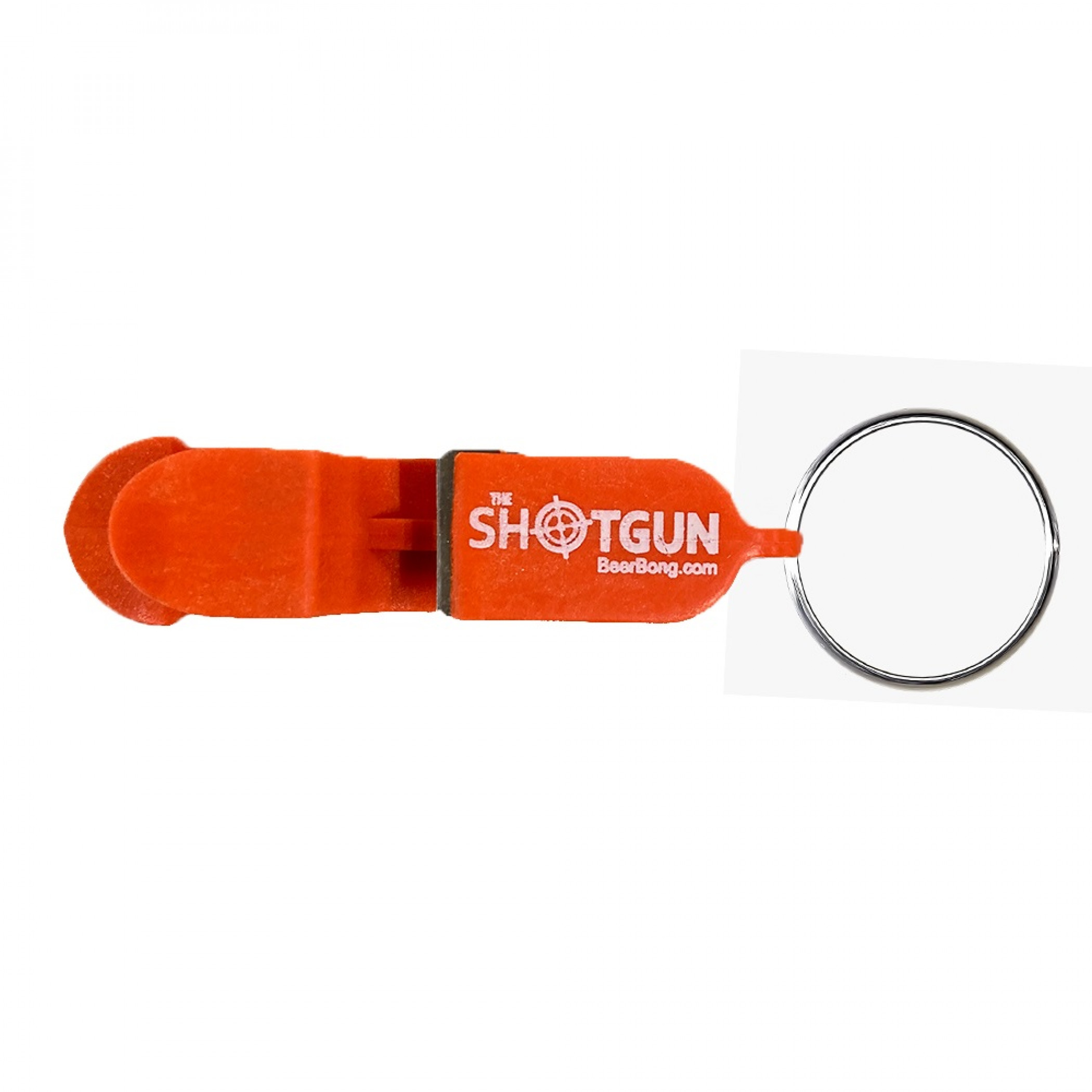 Beer Shotgunning Orange Bottle Opener Keychain