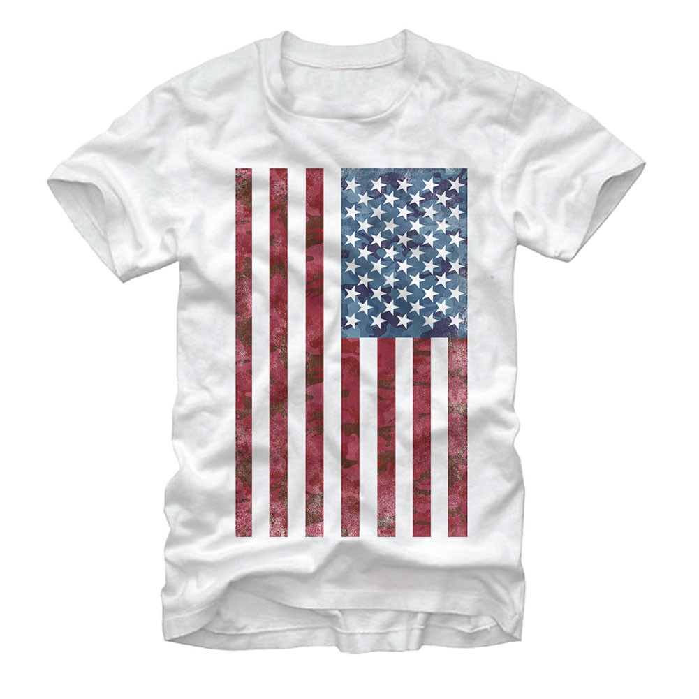 American Flag Patriotic USA White T-Shirt