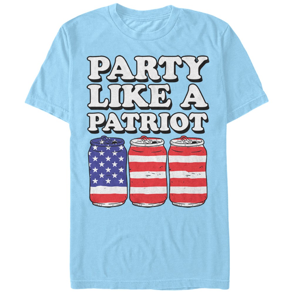 Party Like A Patriot Beer Cans USA Blue T-Shirt