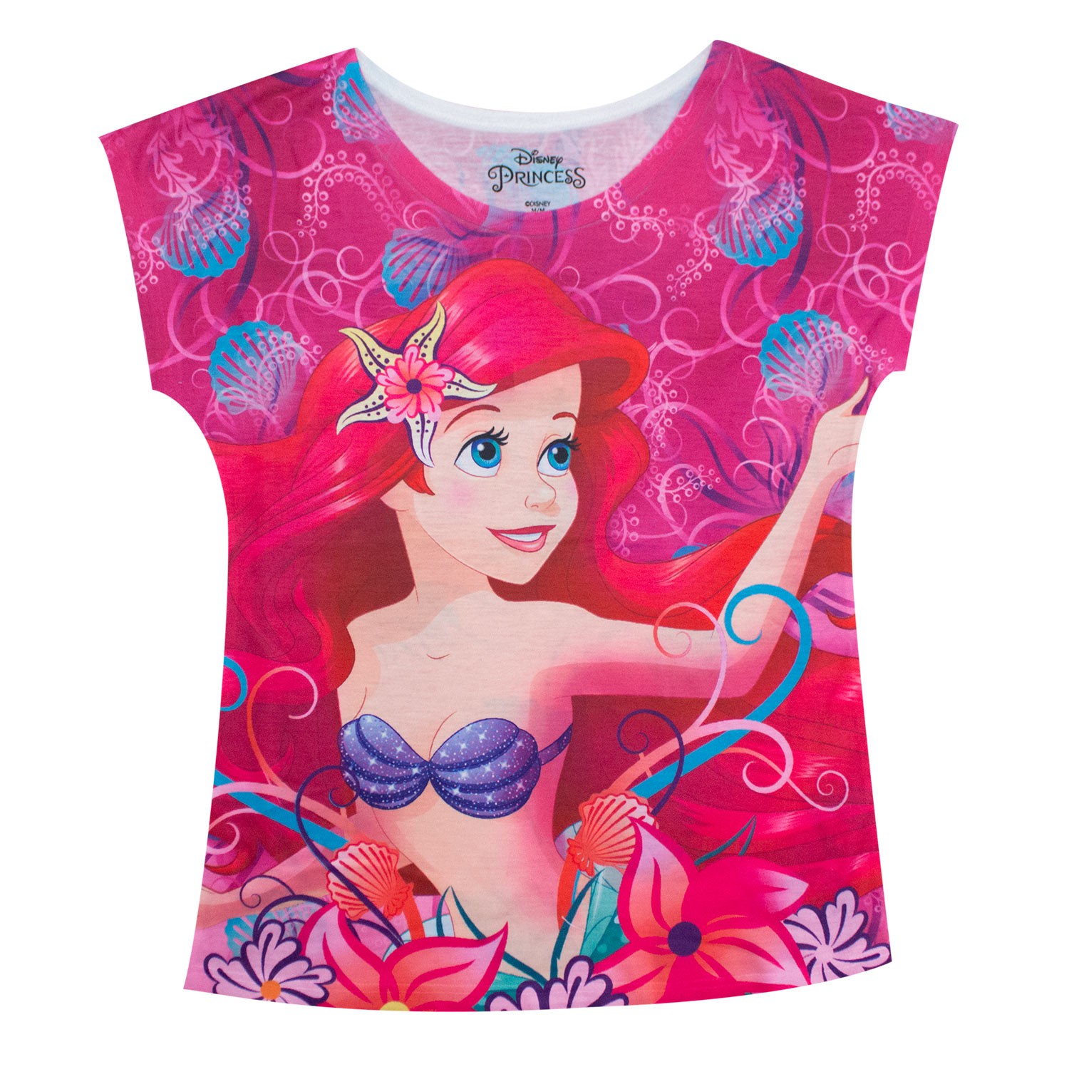The Little Mermaid Ariel Youth Flower Tee Shirt