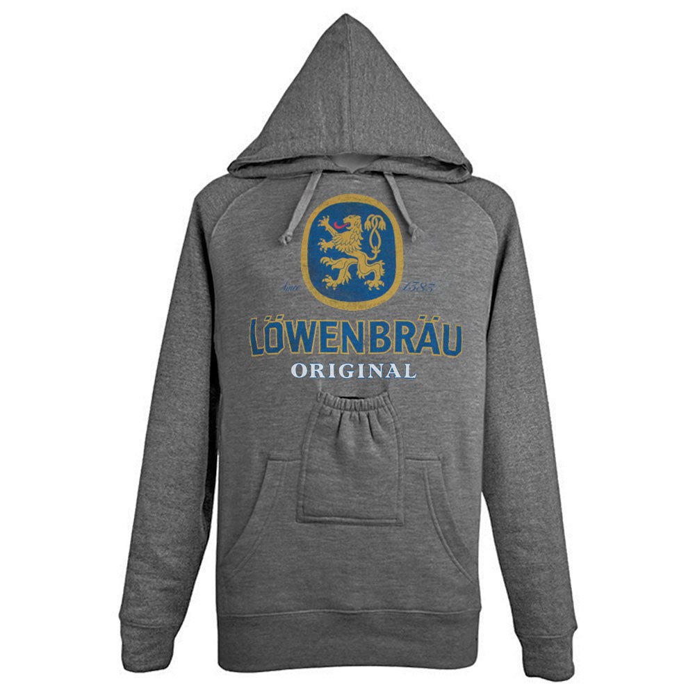 Lowenbrau Grey Logo Beer Pouch Hoodie
