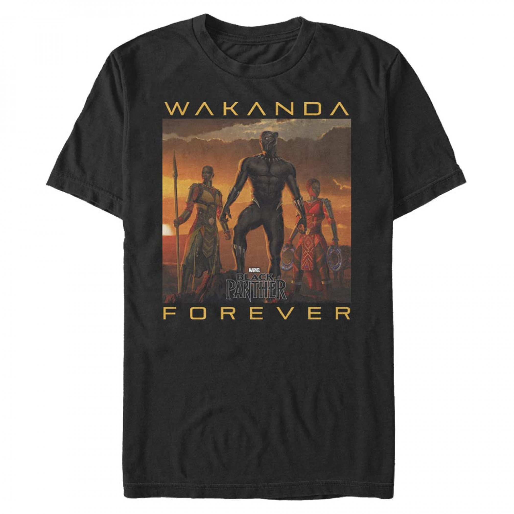 Black Panther Wakanda Forever Heroes Lineup T-Shirt