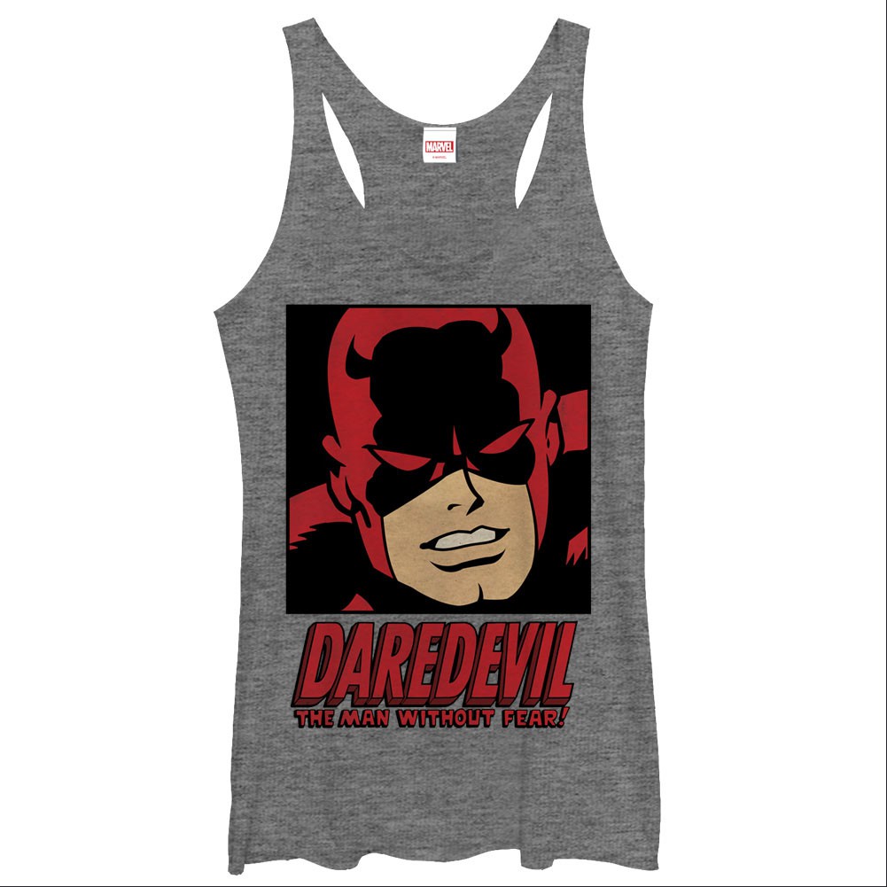 Daredevil Man Without Fear Gray Heather Juniors Tank Top