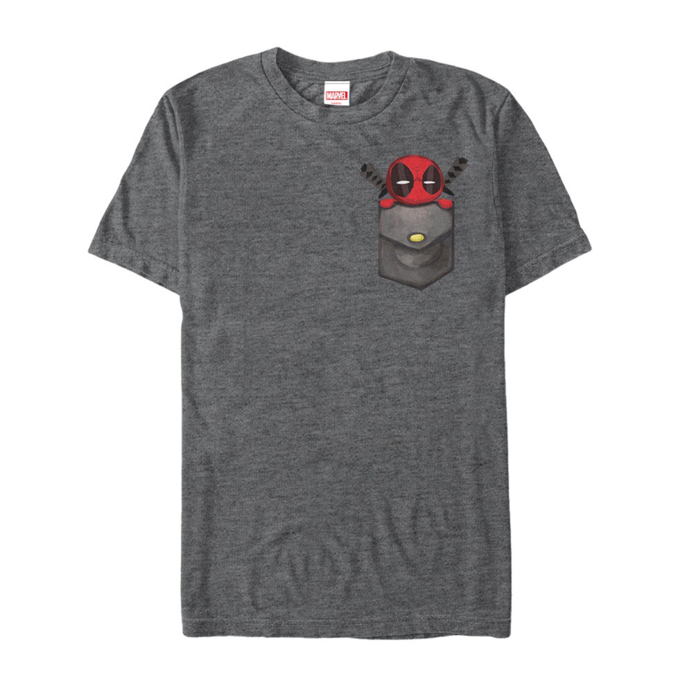 Deadpool Breast Pocket Men's Grey T-Shirt