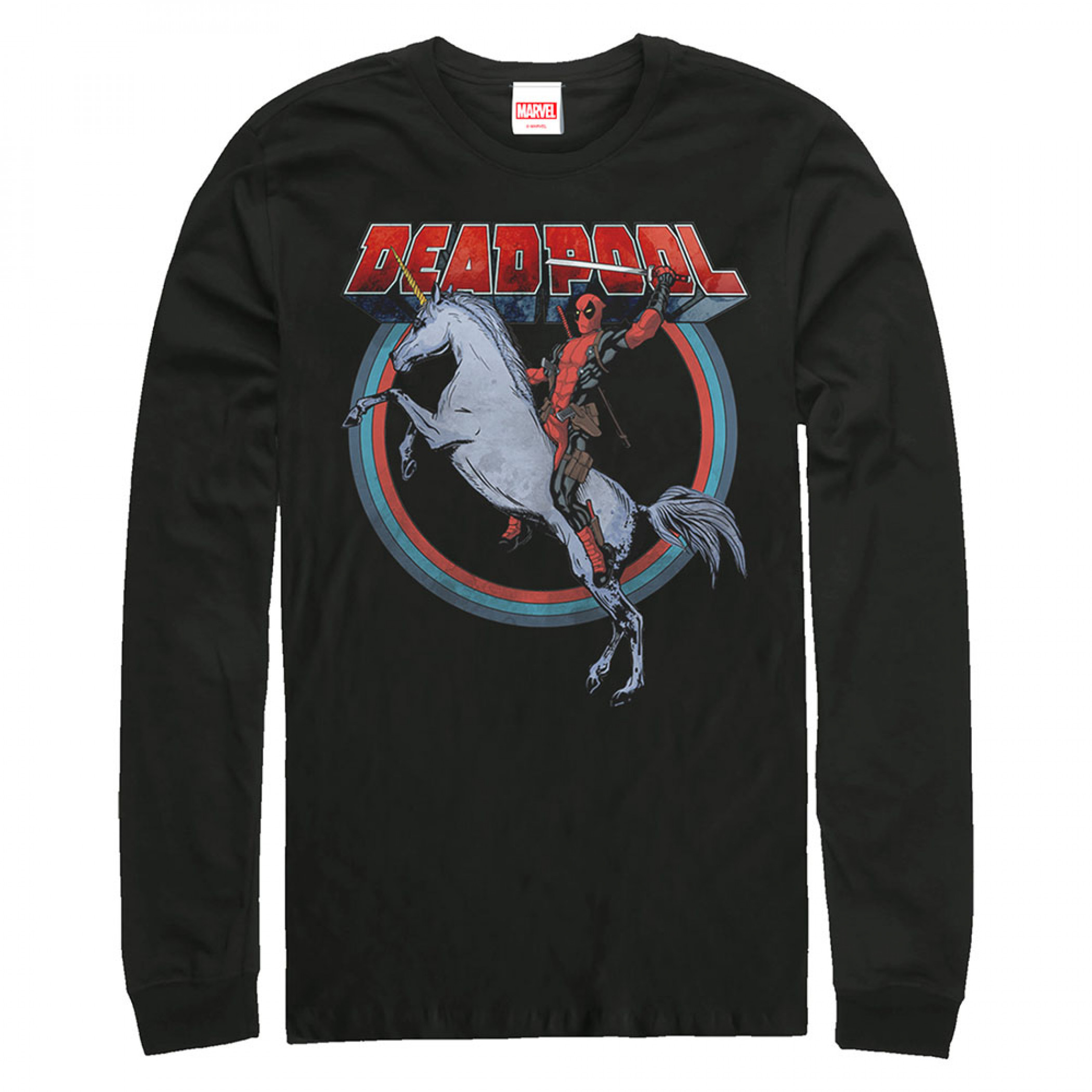 Deadpool Rides Unicorn Long Sleeve Shirt