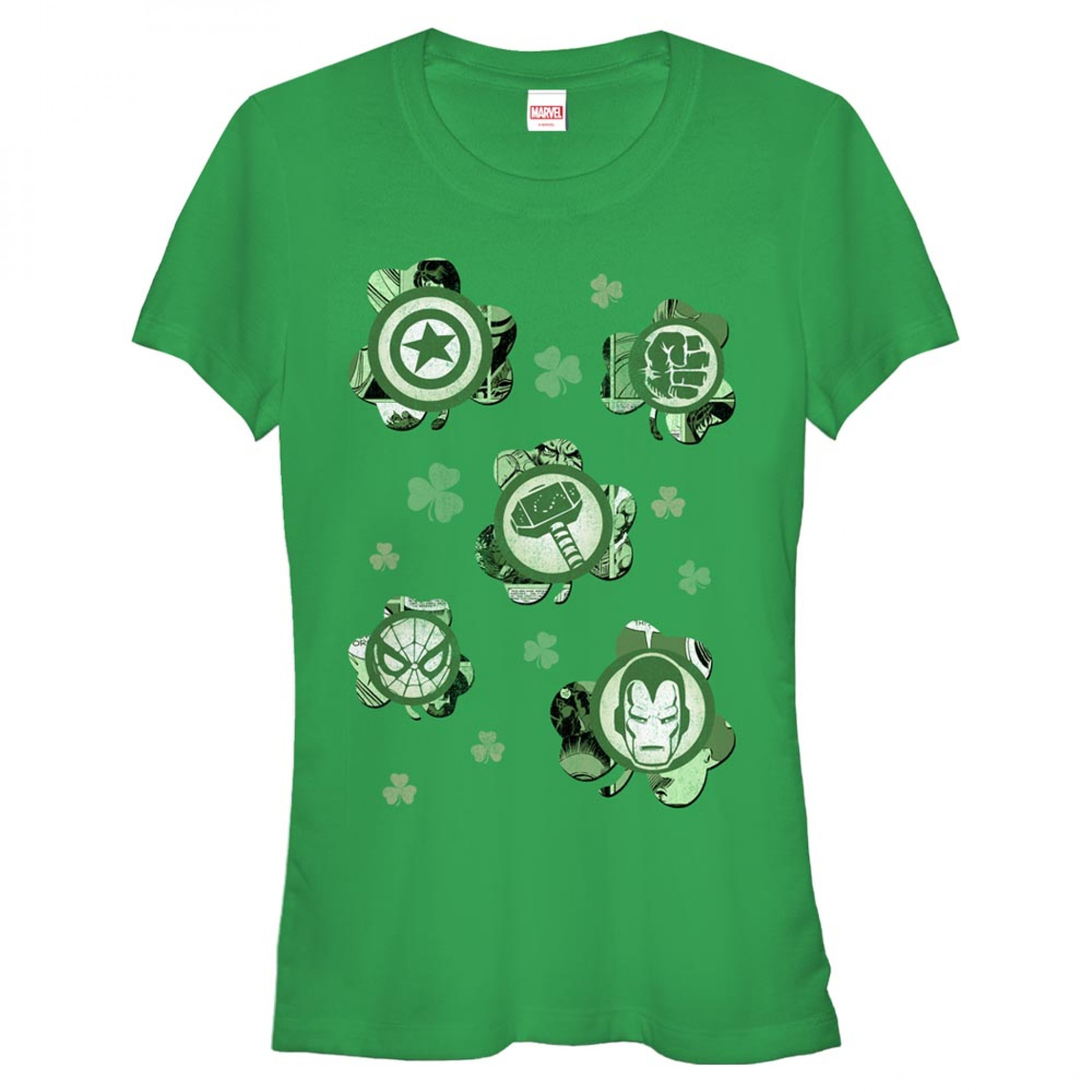 Avengers Logos Shamrocks Women's Green T-Shirts