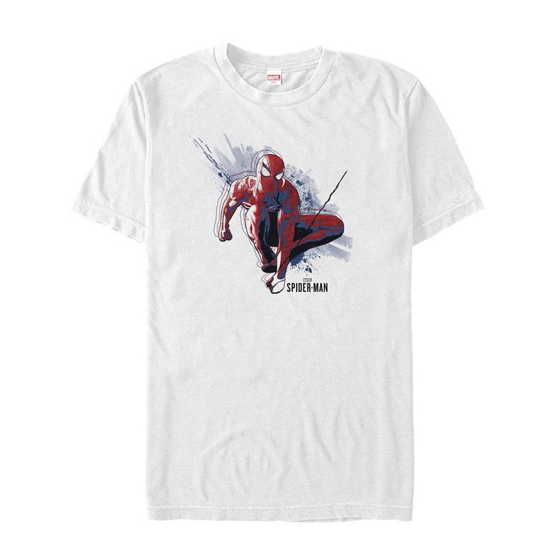 Spider-Man Swinging Men's White T-Shirt