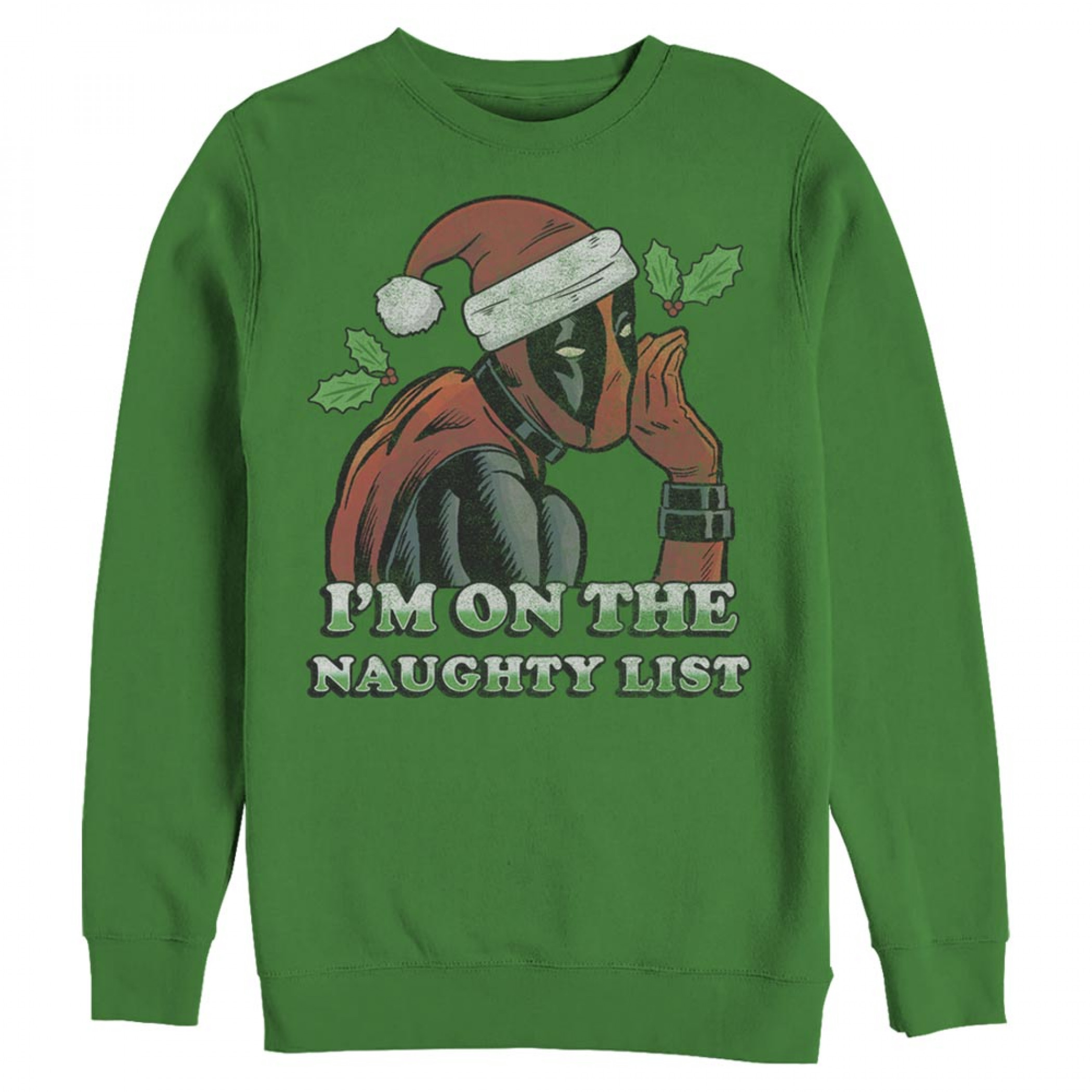 Deadpool Naughty List Green Christmas Sweatshirt