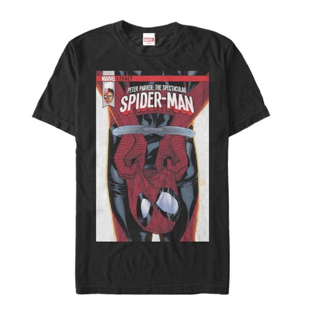 Spider-Man Unmasked Comic Men's Black T-Shirt