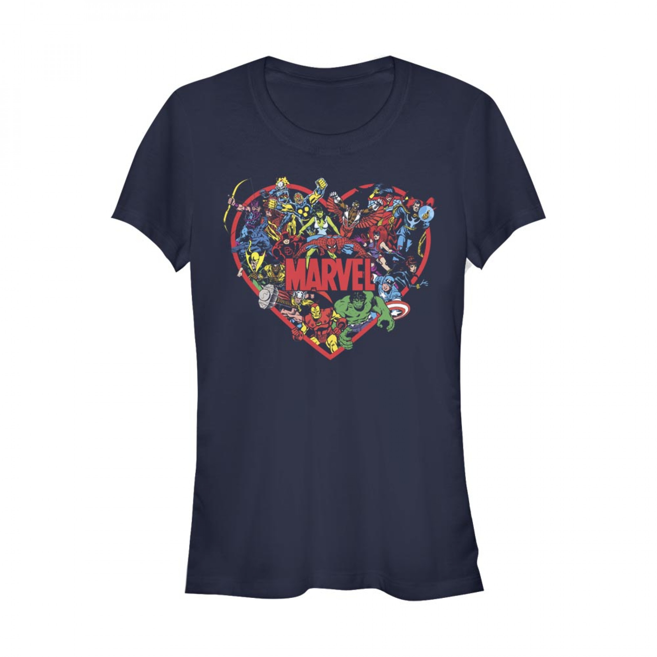 Marvel Heroes Heart Women's Blue T-Shirt