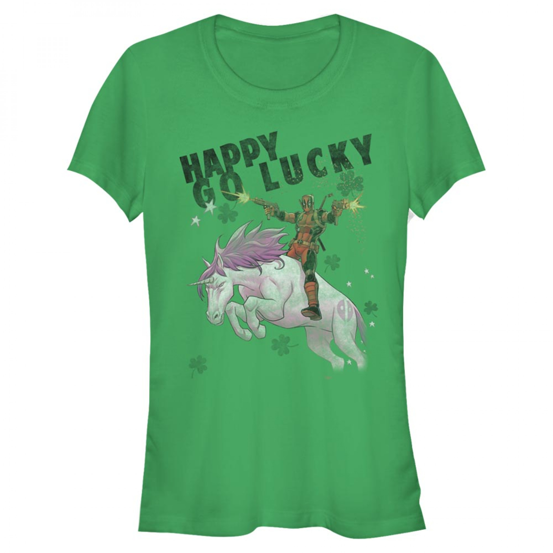 Deadpool Happy Go Lucky Women's Green T-Shirt