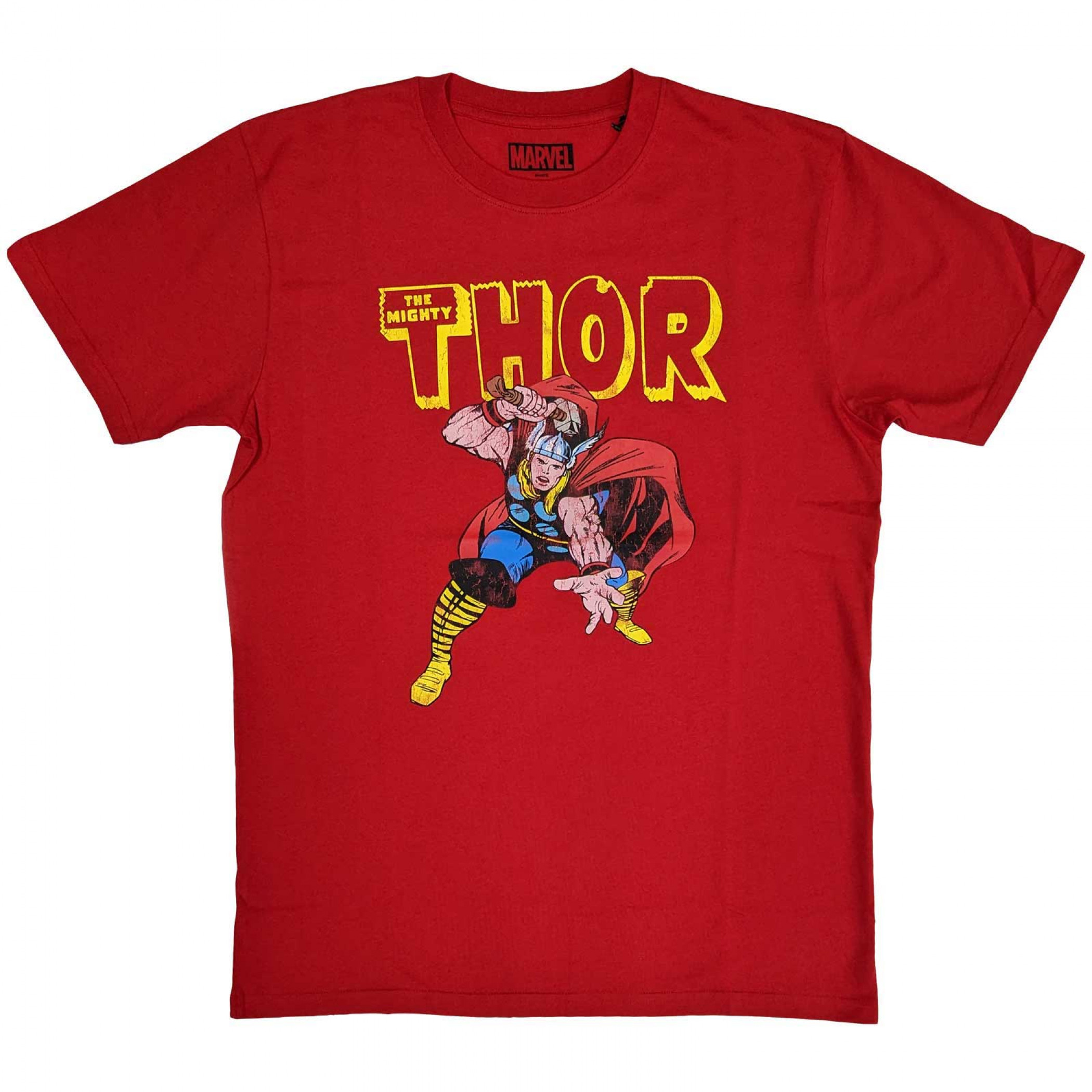 Thor Hammer Strike Distressed Art T-Shirt
