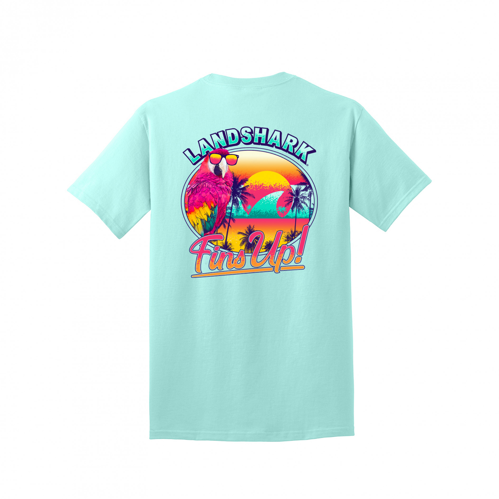 Margaritaville Landshark Parrot Fins Up! Front Back T-Shirt