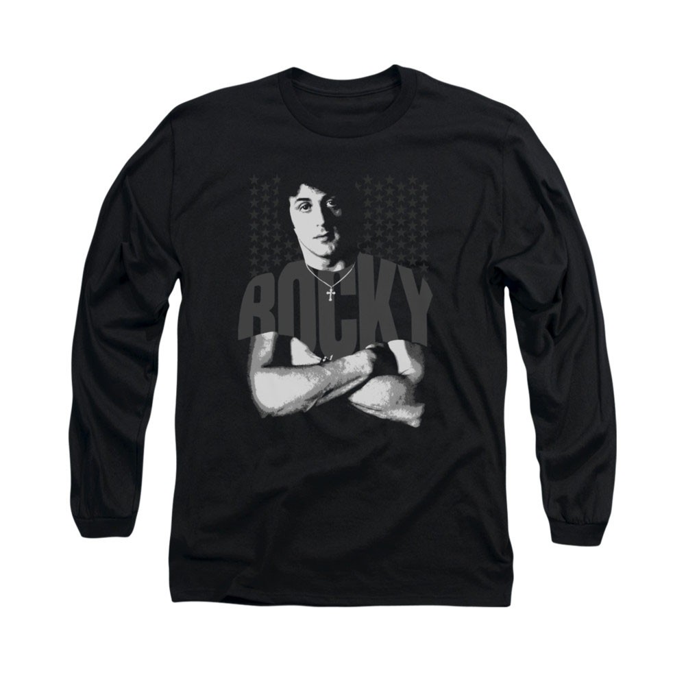 Rocky Crossed Arms Black Long Sleeve T-Shirt