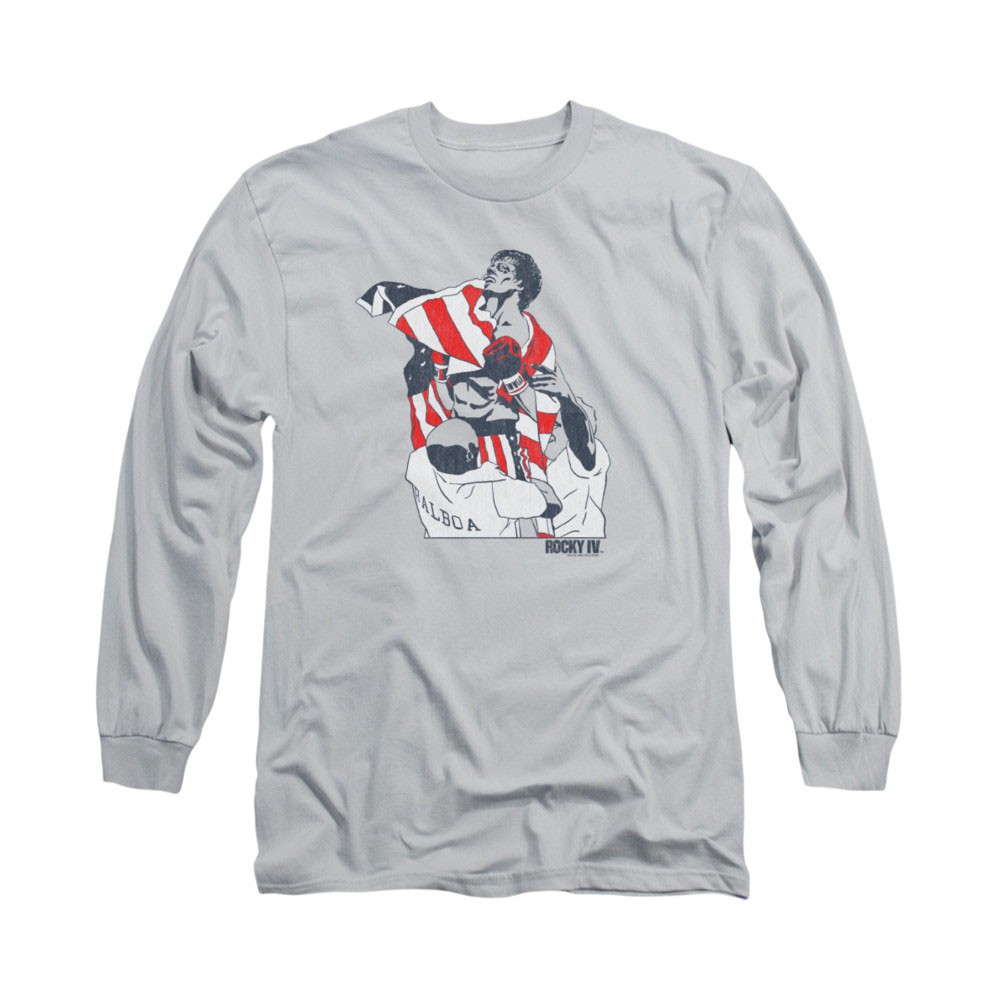 Rocky Graphic Flag Gray Long Sleeve T-Shirt