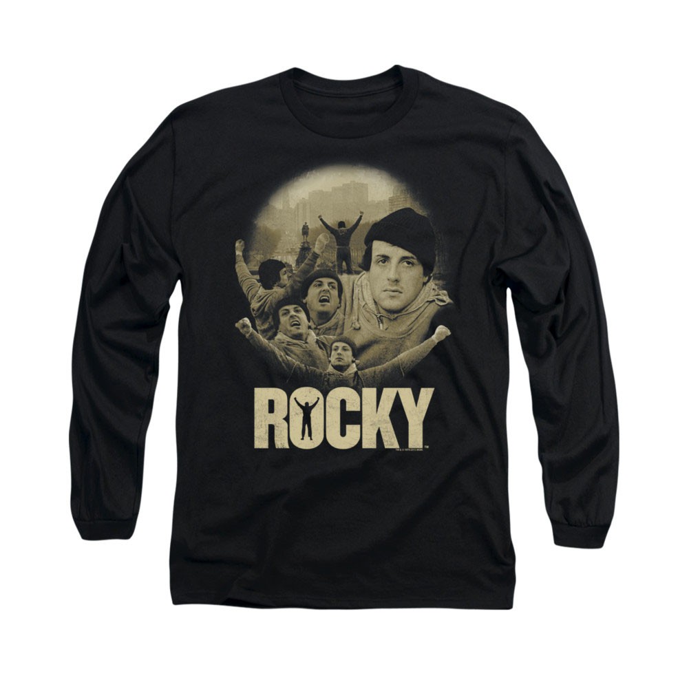 Rocky Feeling Strong Black Long Sleeve T-Shirt