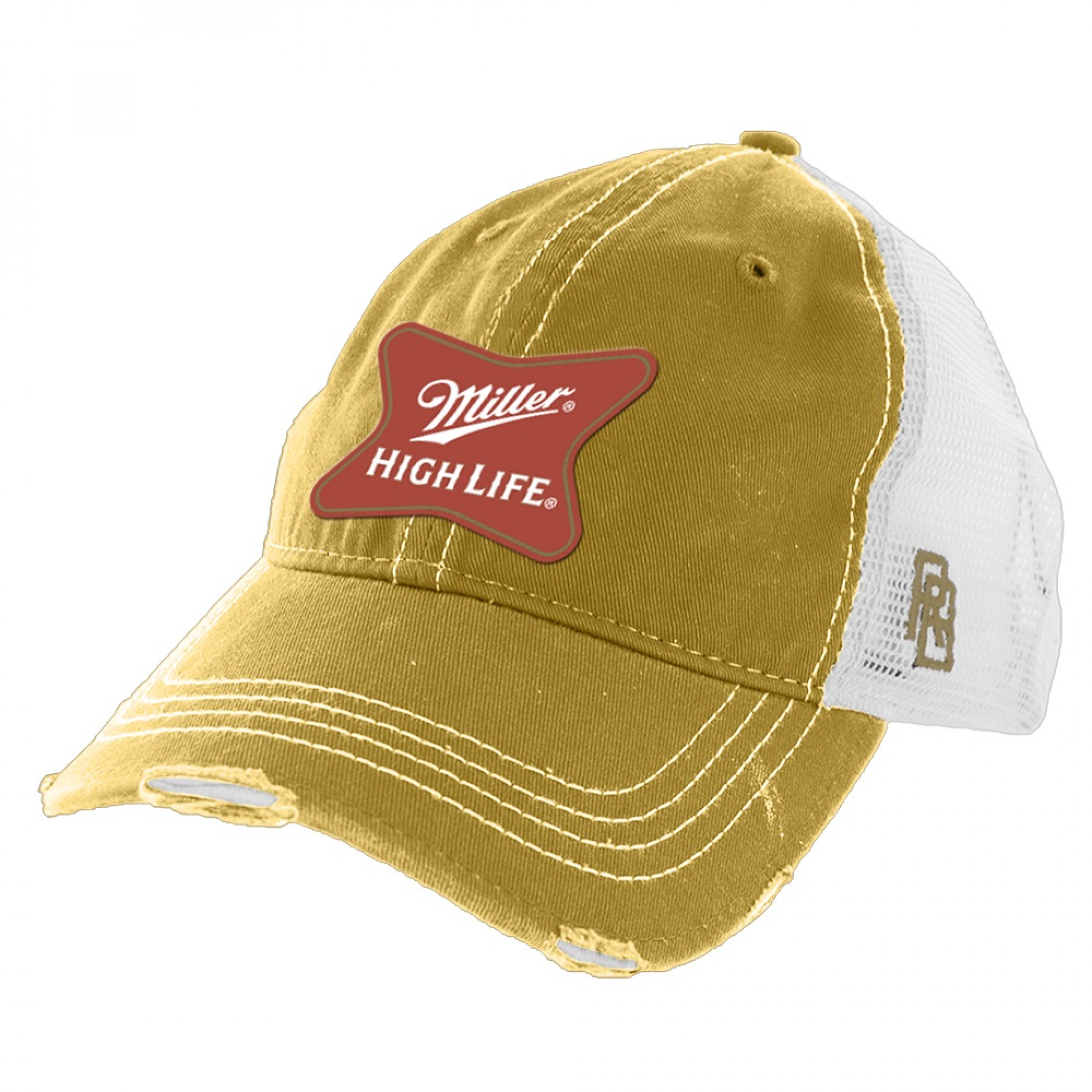 Miller High Life Gold Torn Mesh Retro Brand Trucker Hat