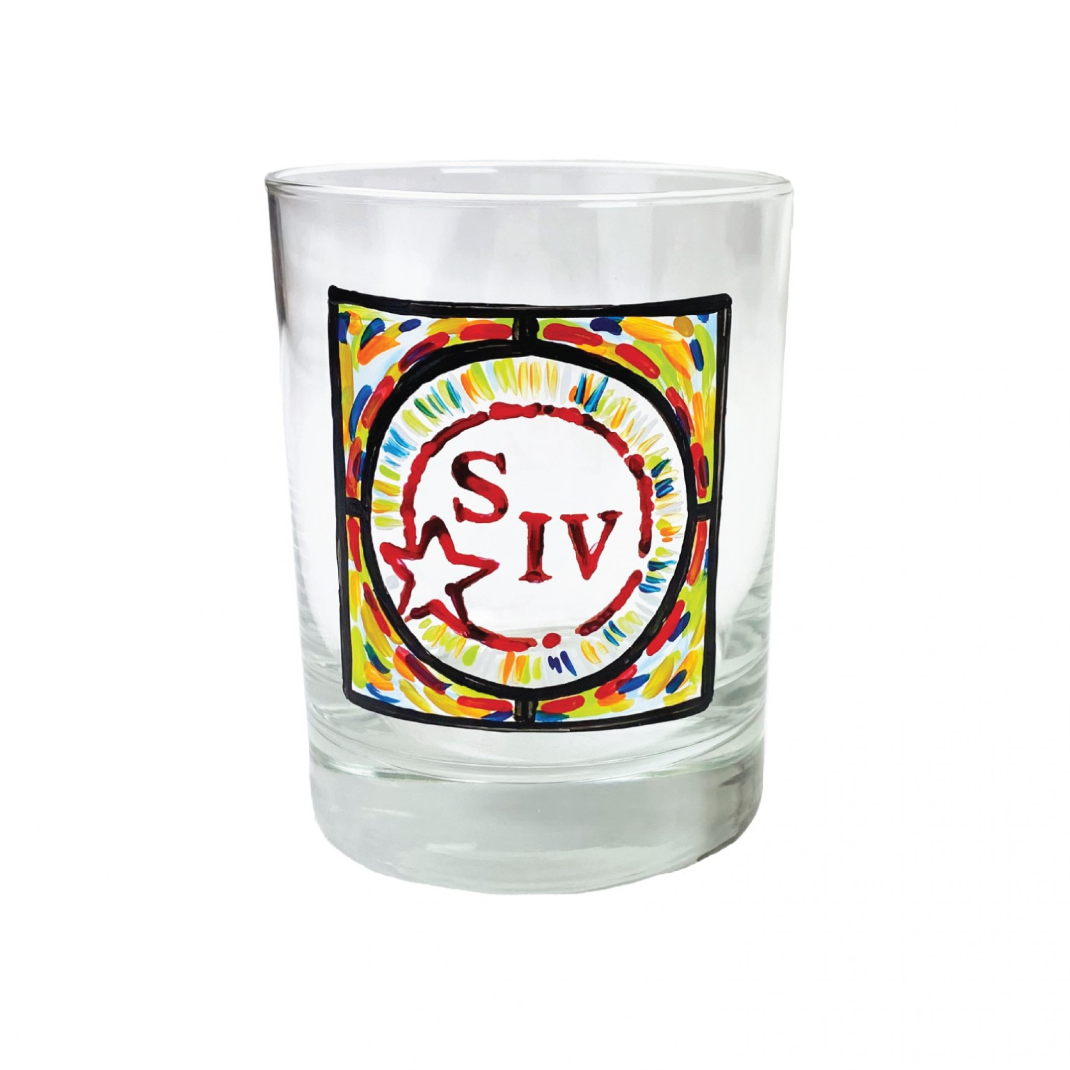 Maker's Mark Whiskey SIV Stained Glass Print Rocks Glass